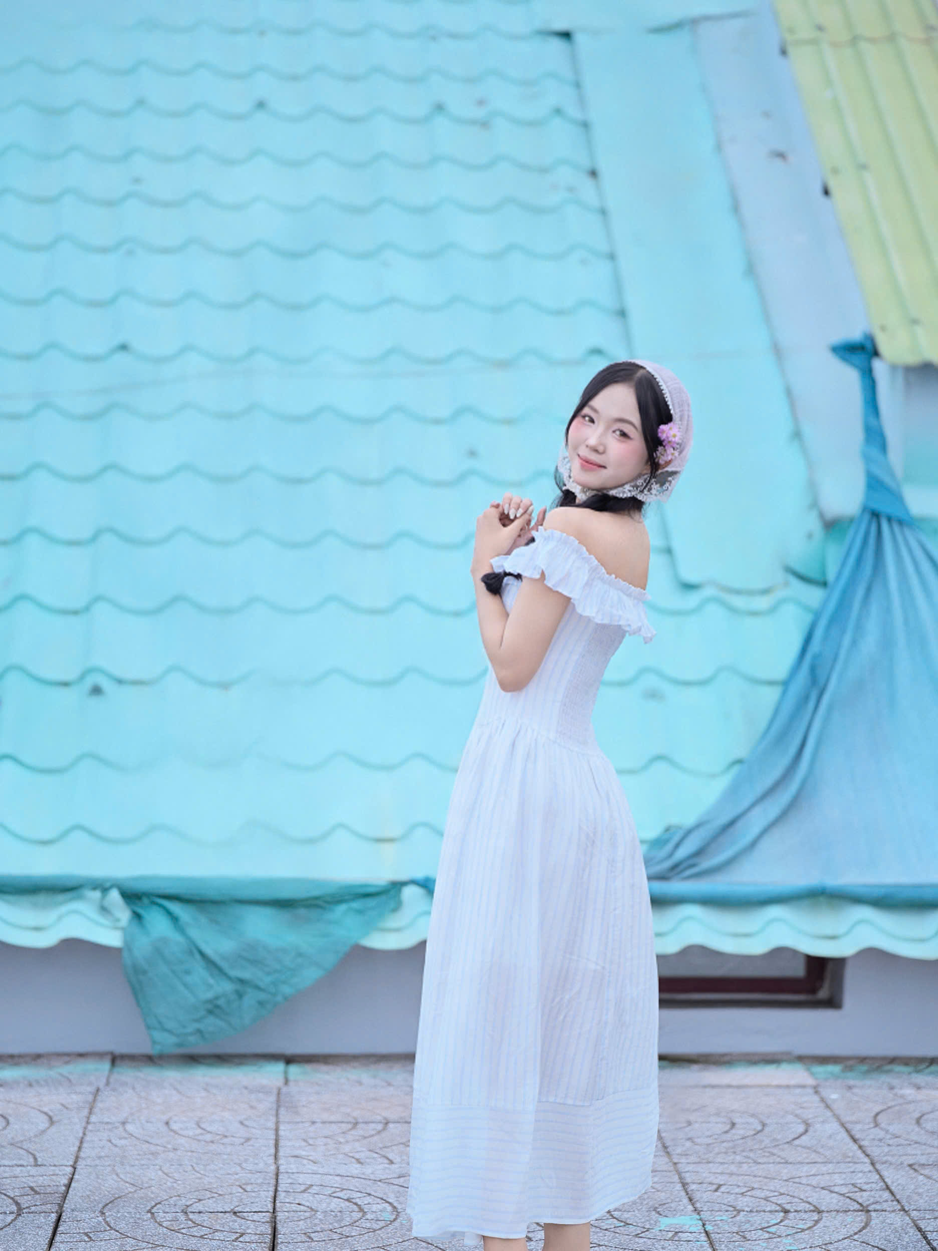 D6267- 	D maxi sọc bẹt vai bèo