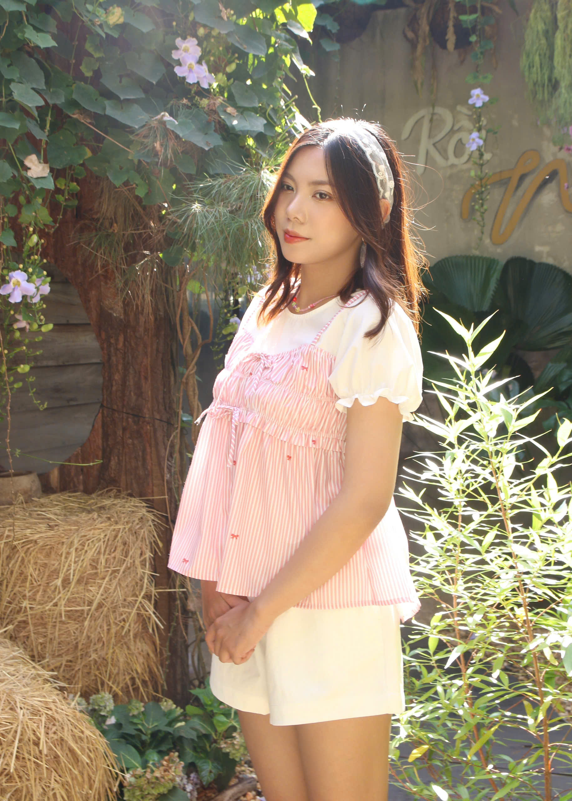 A28691 - A babydoll kiểu phối dún ngực