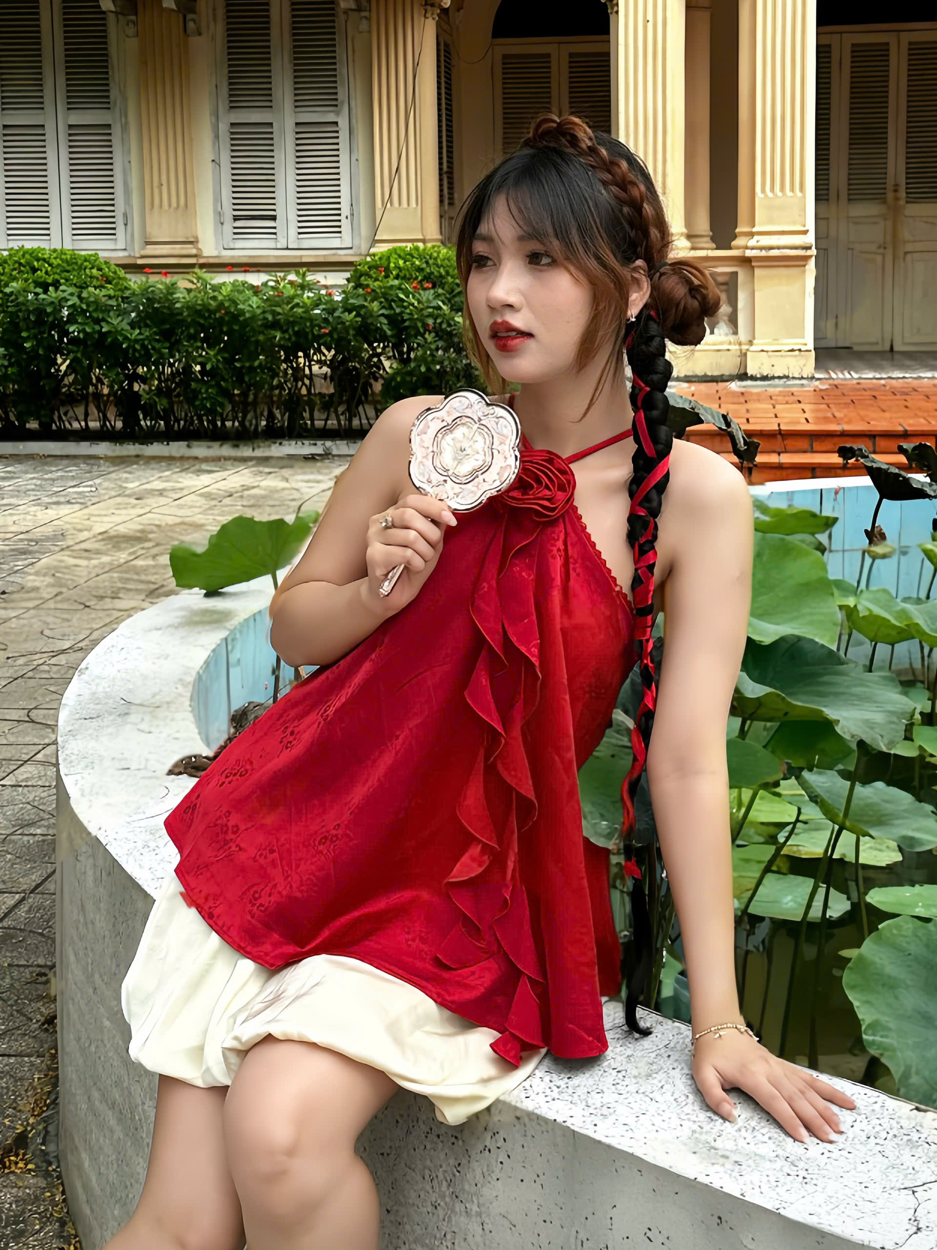 SE1960 - SE yếm phối ren váy bí