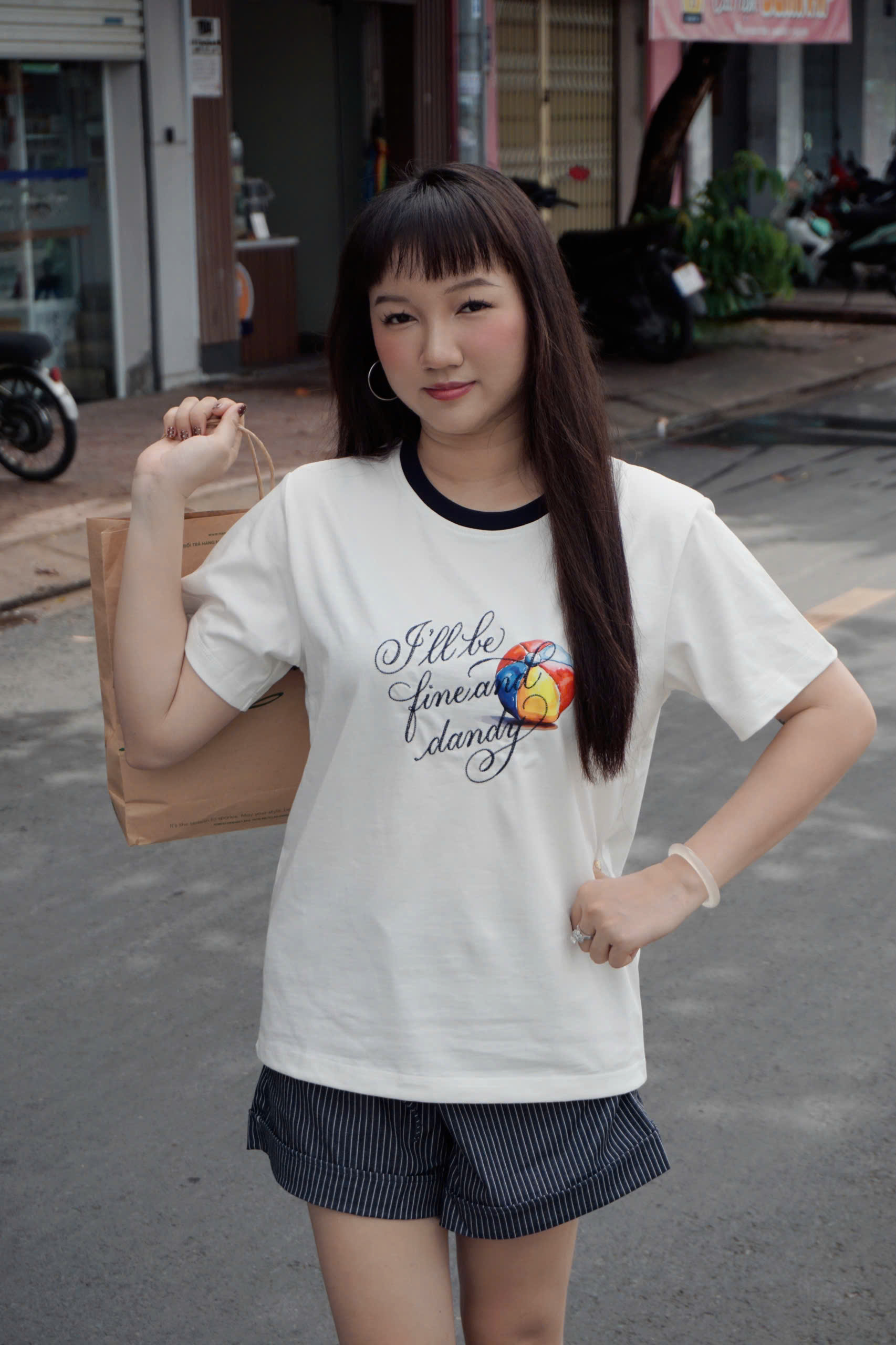 A29714-	A thun gọn phối cổ in thêu quả bóng I'll be
