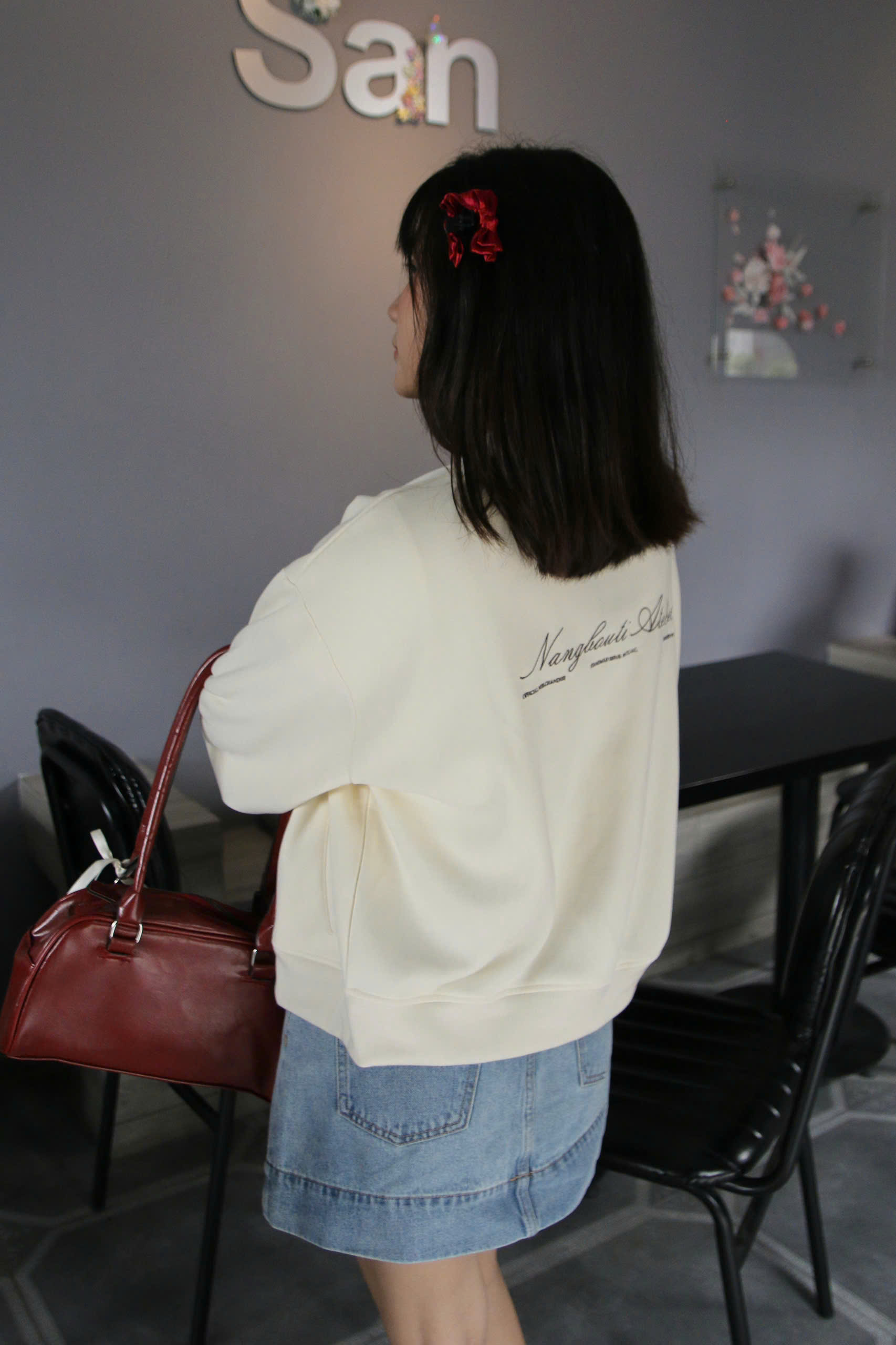 K3219 - K cardigan form gọn 2 túi xéo thêu Nangbouti