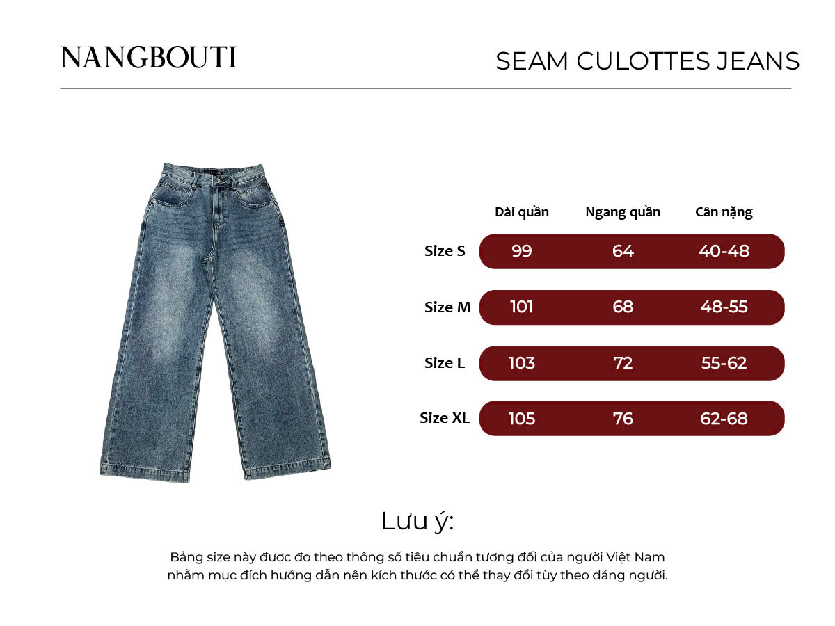 Q9835 - Quần culottes jeans túi bầu rã túi