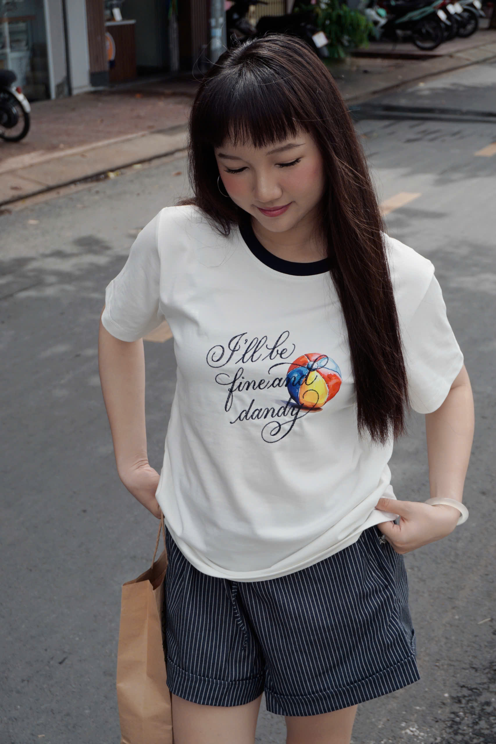 A29714-	A thun gọn phối cổ in thêu quả bóng I'll be