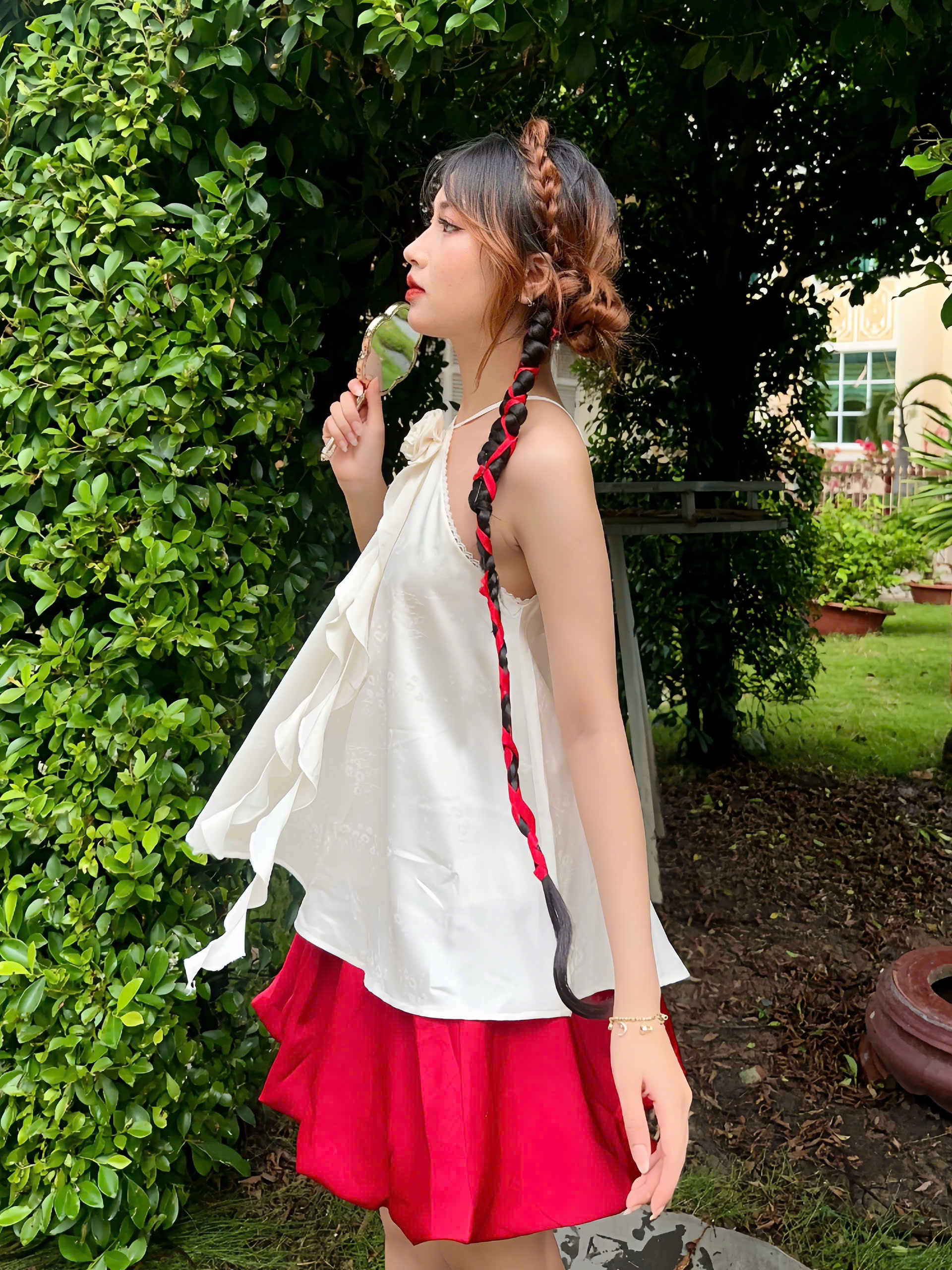 SE1960 - SE yếm phối ren váy bí