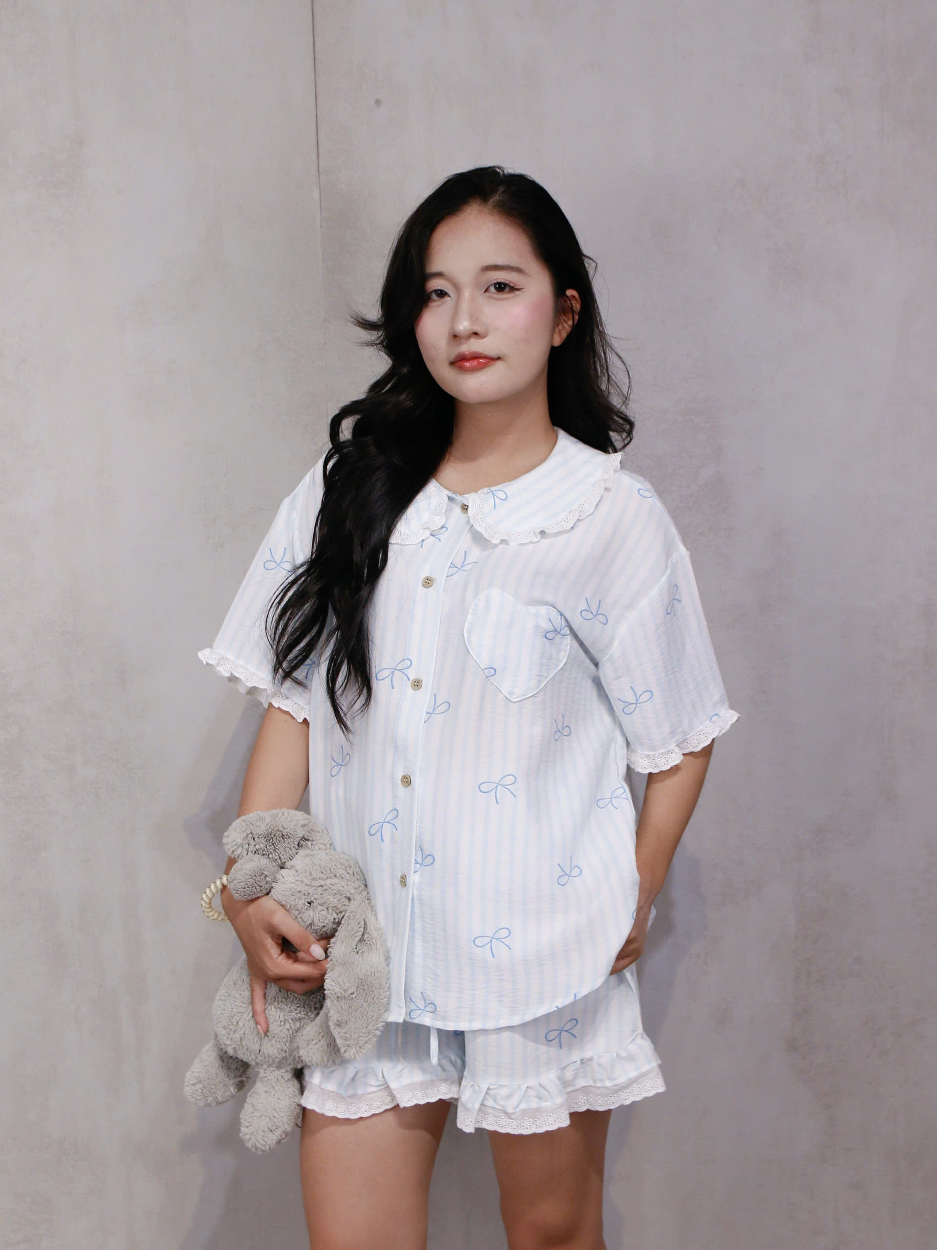 SE1946- SE bộ 2 món phối ren túi trái tim 2609