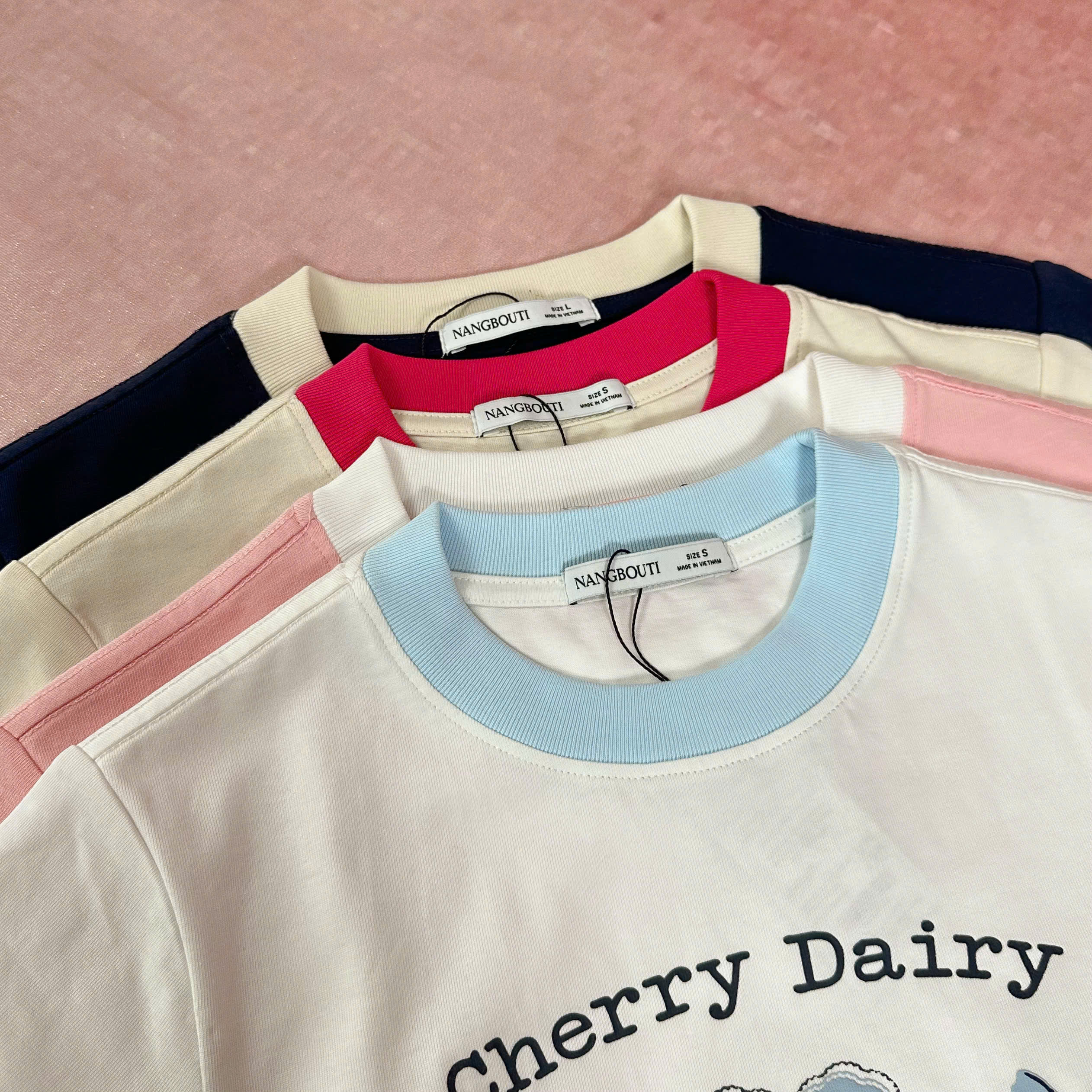 A29449 - A thun cổ tròn bèo tay in Cherry Dairy