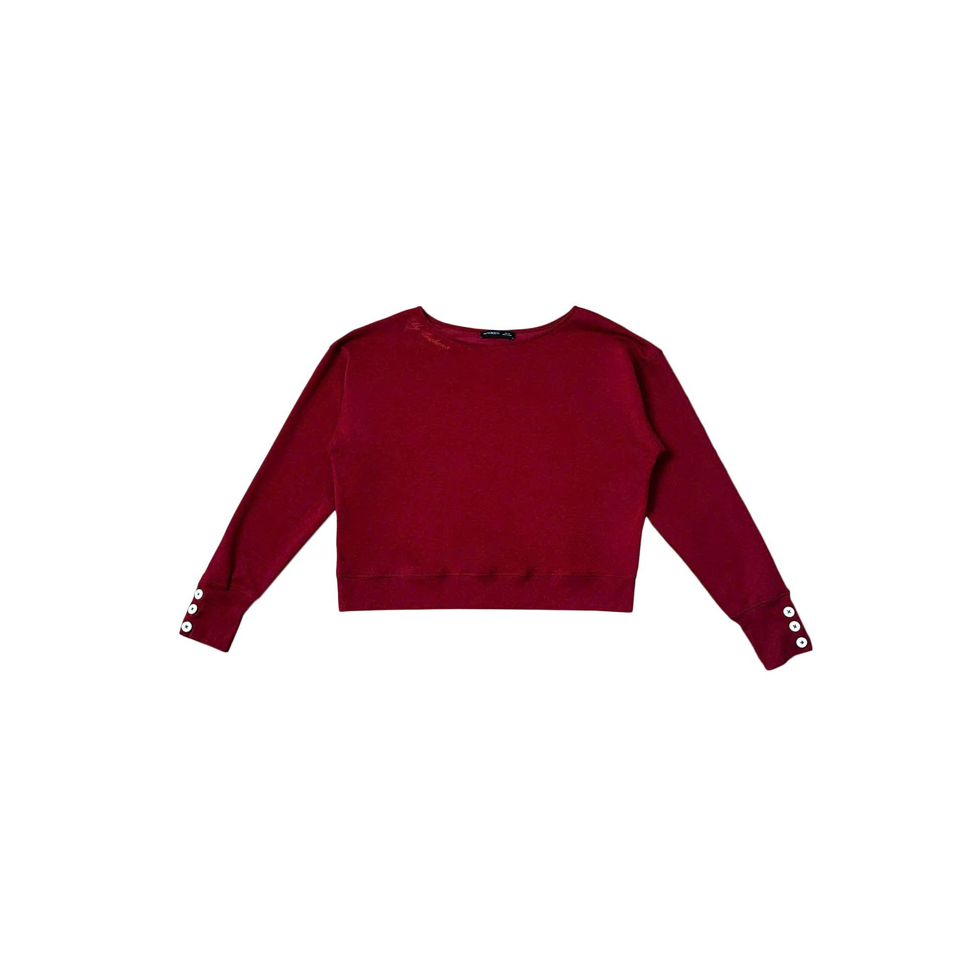 A29968 - Áo sweater thun cotton trễ vai thêu My emotions