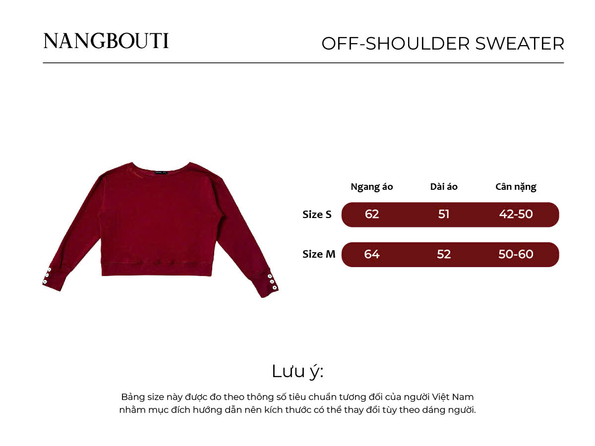A29968 - Áo sweater thun cotton trễ vai thêu My emotions