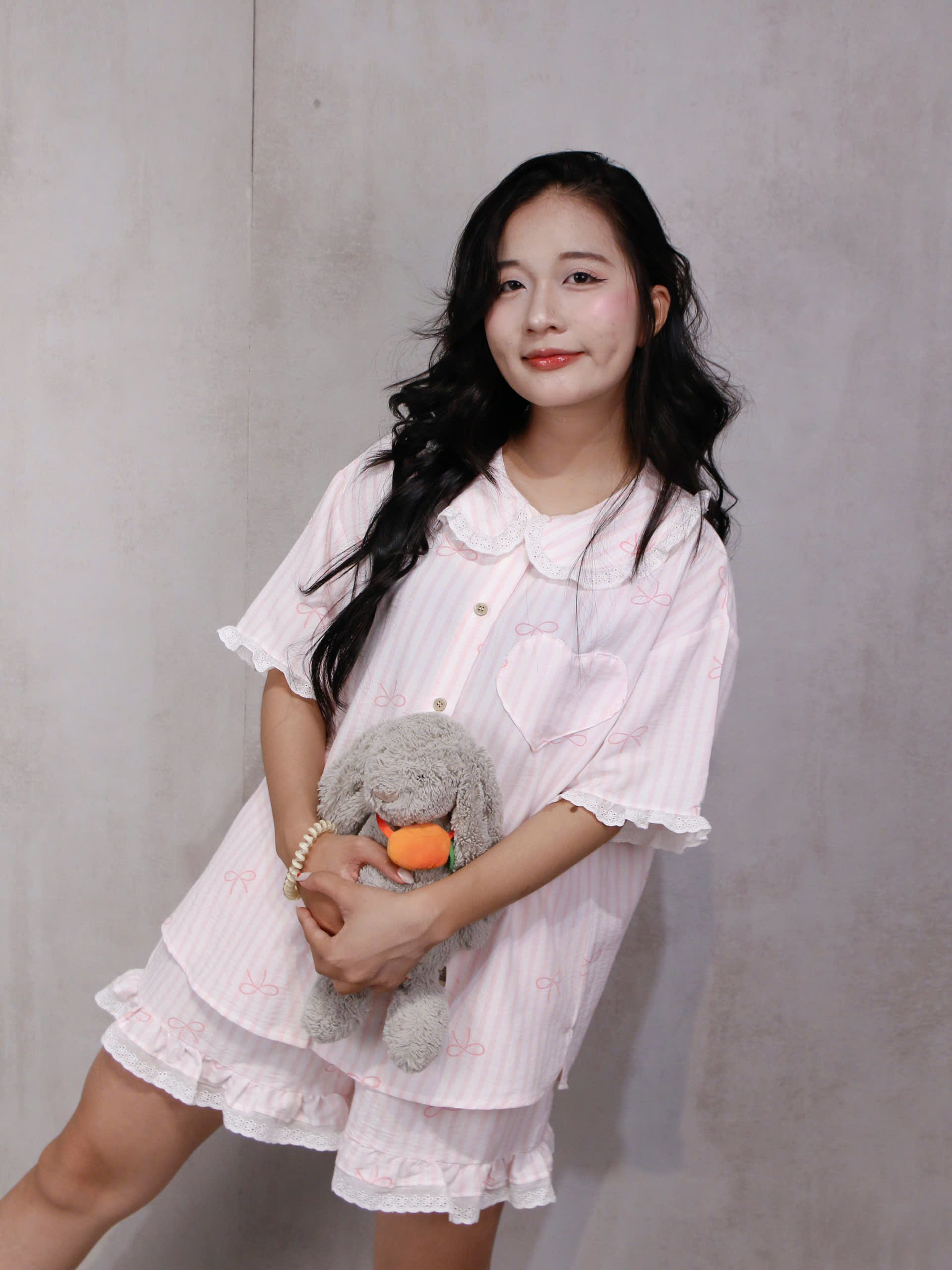 SE1946- SE bộ 2 món phối ren túi trái tim 2609