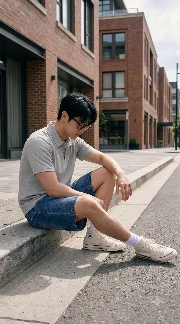 S3685- Short Jean nam túi bầu