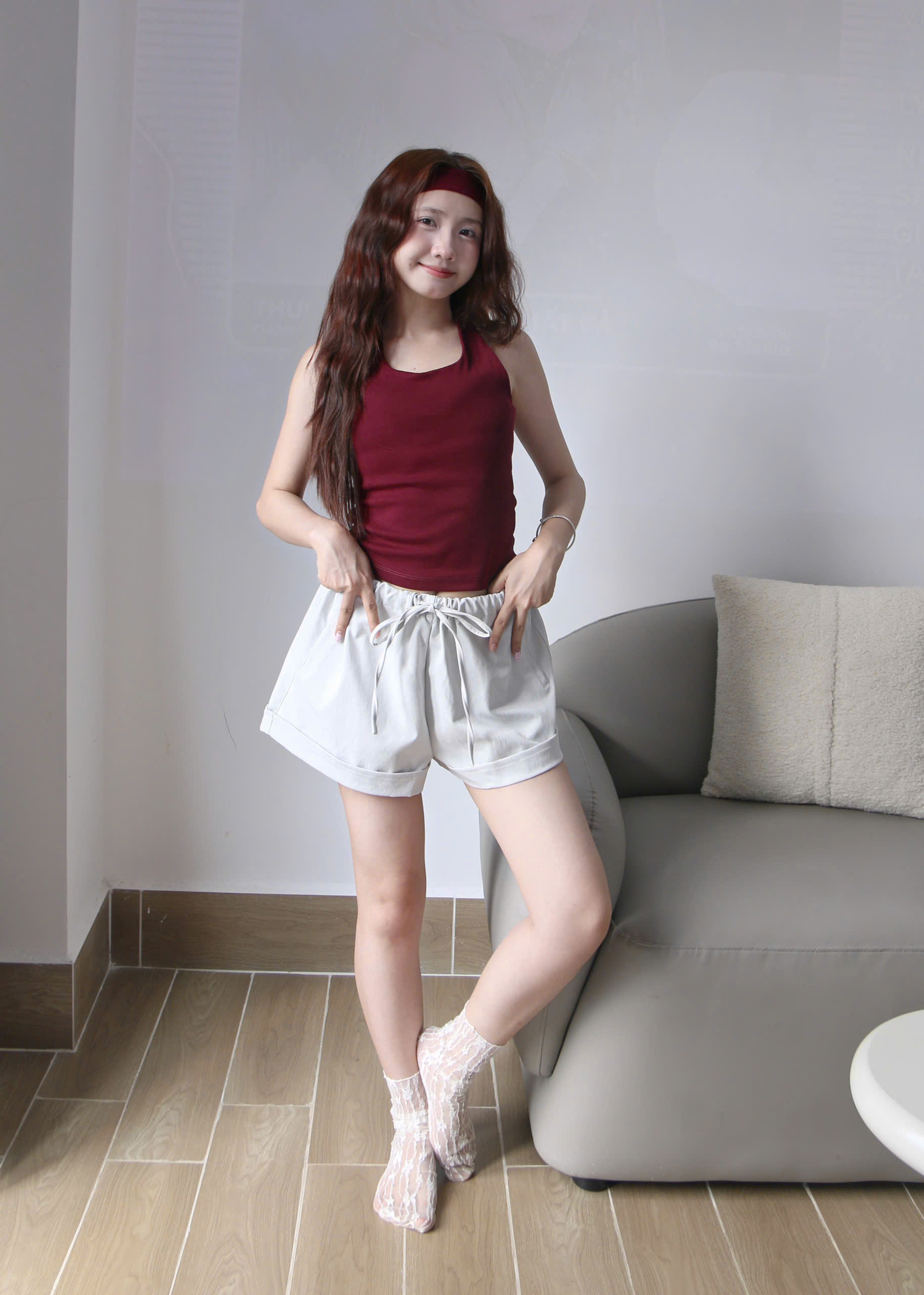 S3661 - 	Short kaki cột nơ lai to
