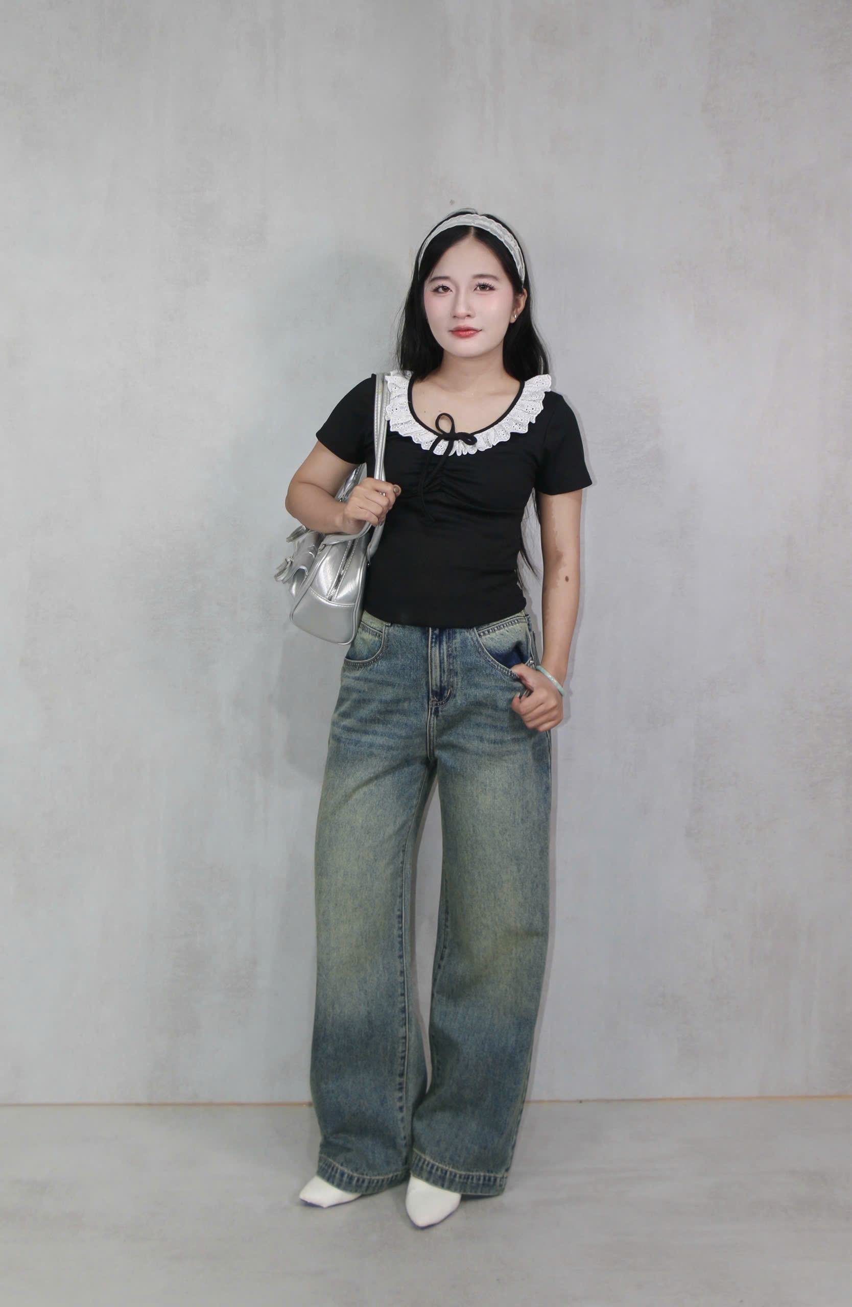 Q9771 - Q Culottes Jeans túi bầu rã túi