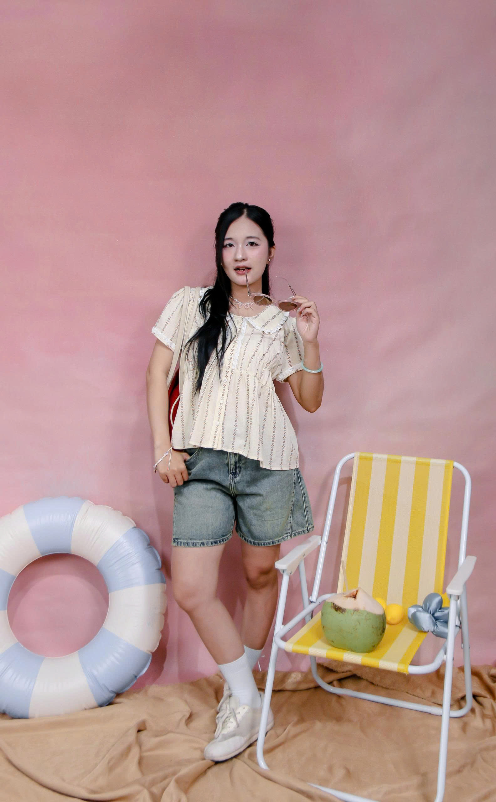 A29512 - A kiểu babydoll cổ sen ren dún ngực