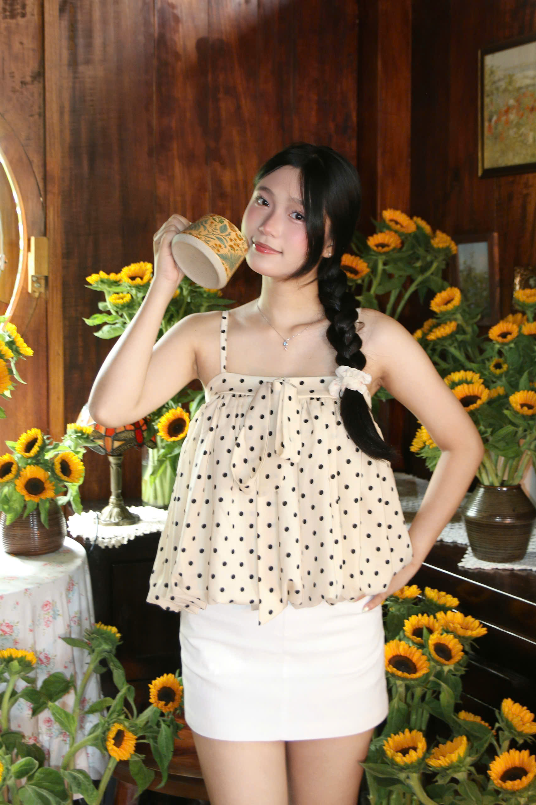 A29969- Áo 2 dây chấm bi