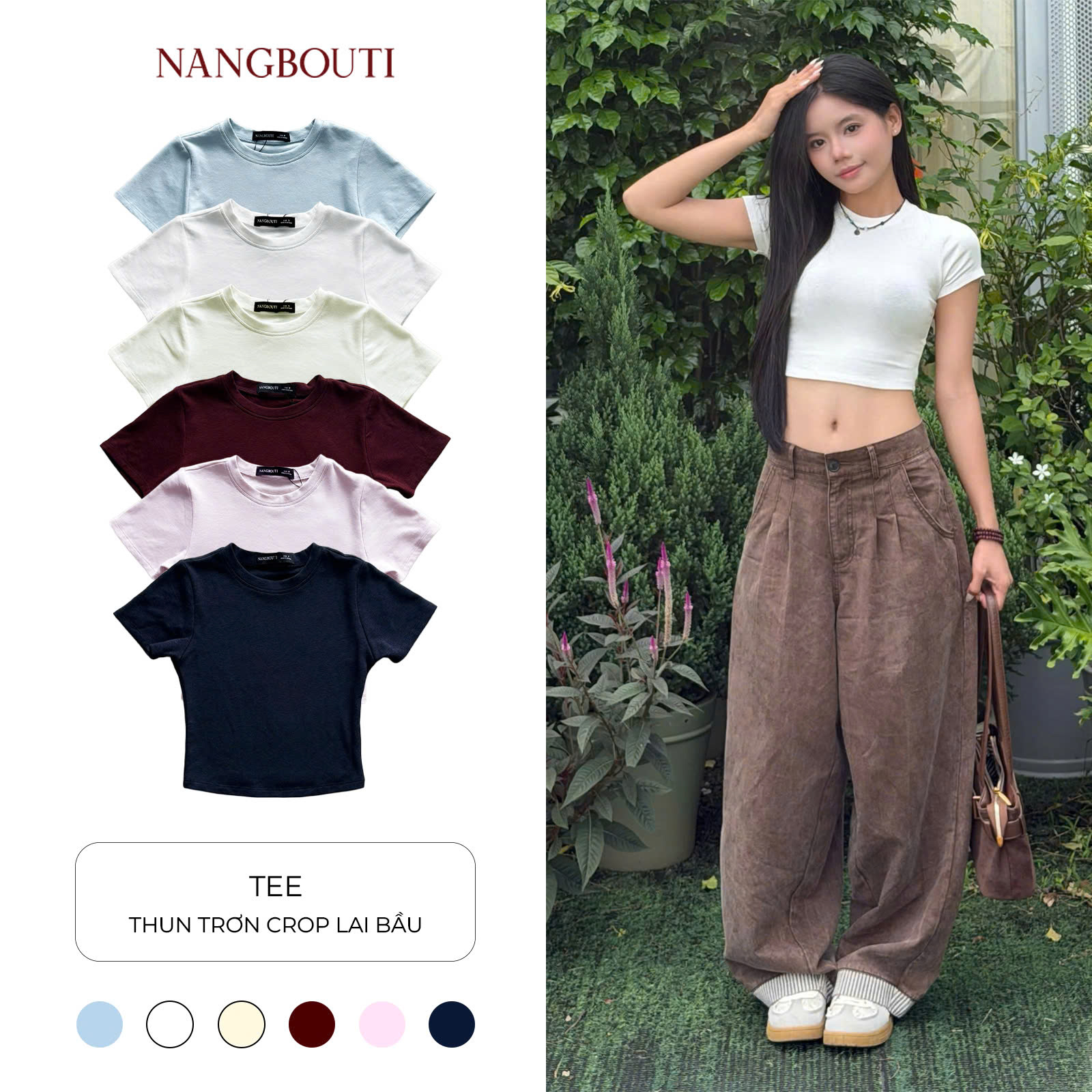 A29875 - Áo thun trơn crop lai bầu