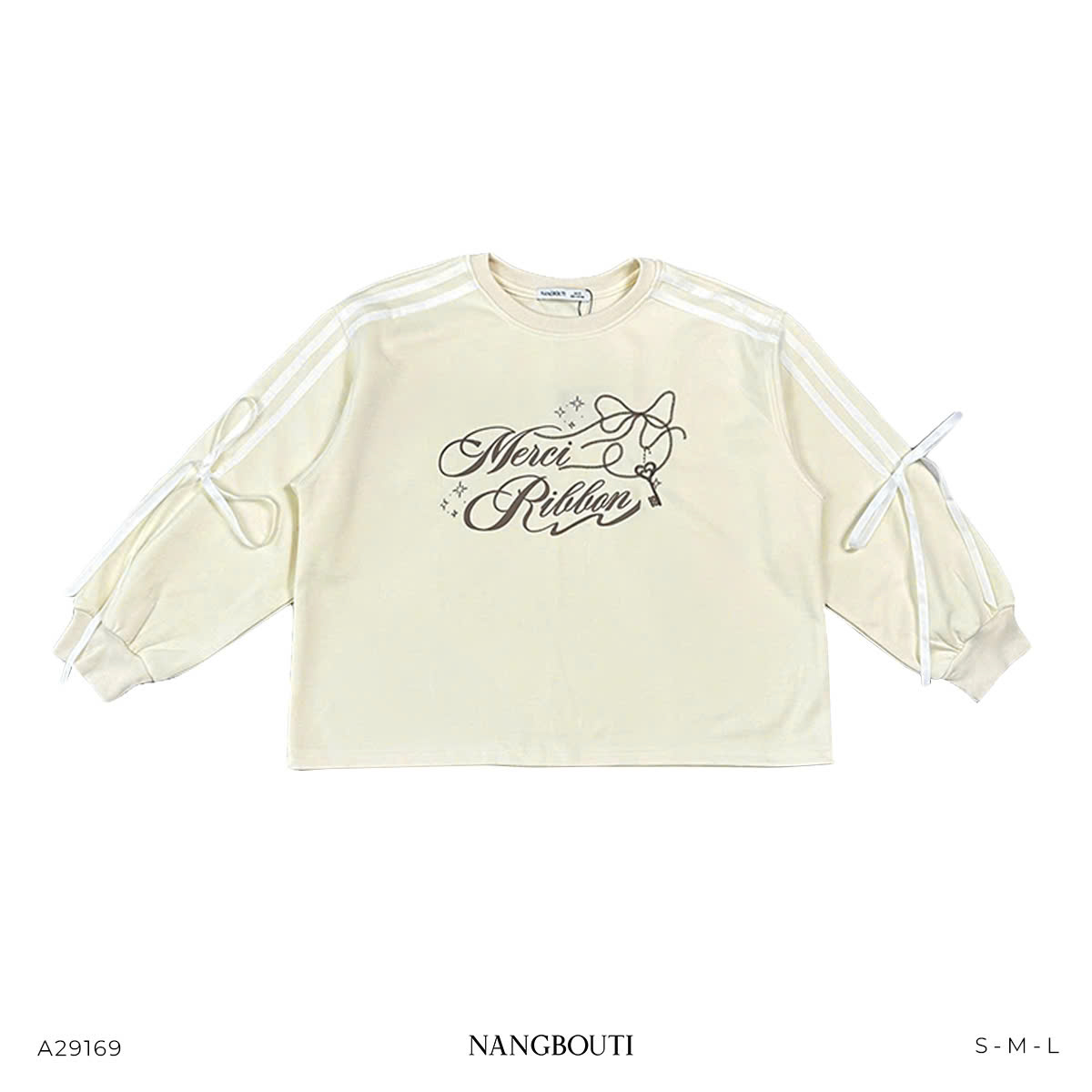 A29169 - A sweater phối ruy băng in thêu Merci Ribbon