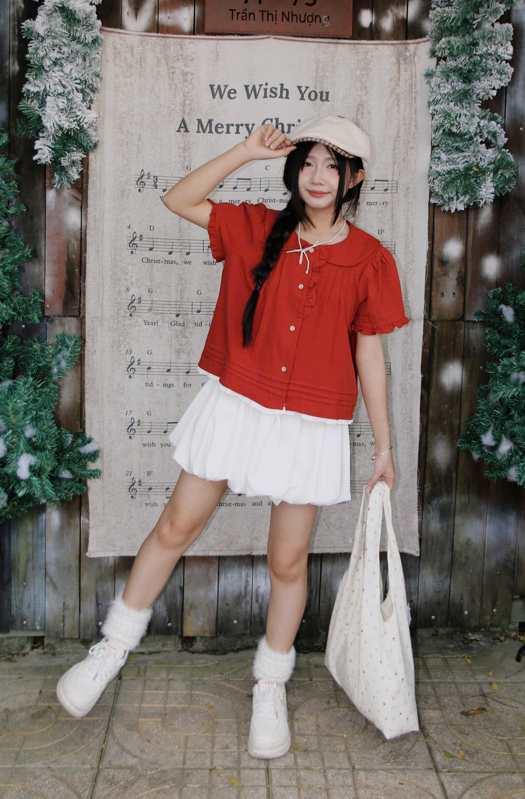 V4000 - V bí ngắn đính 2 dây nơ