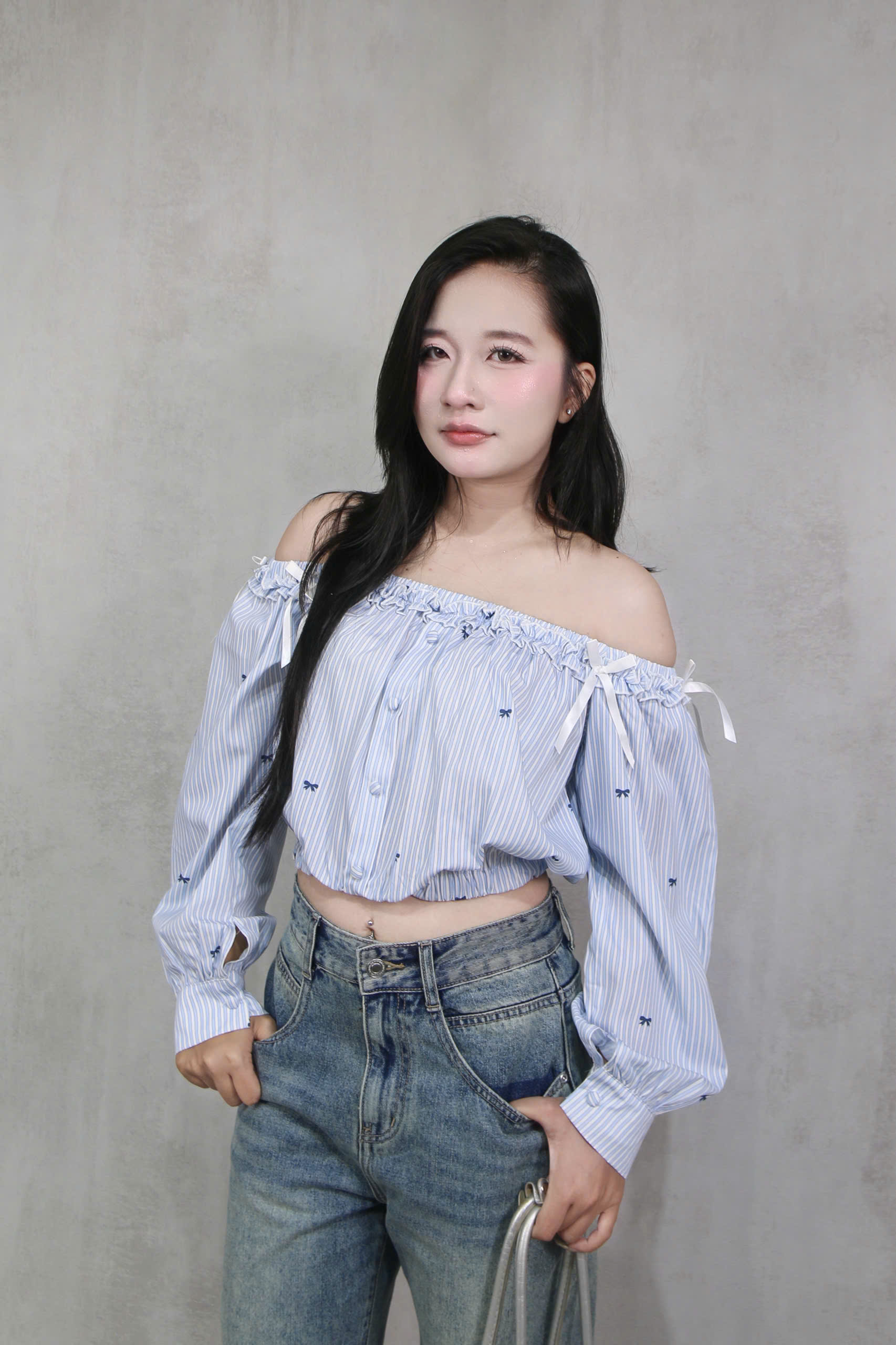 A28054 - A kiểu dún bèo đính nơ