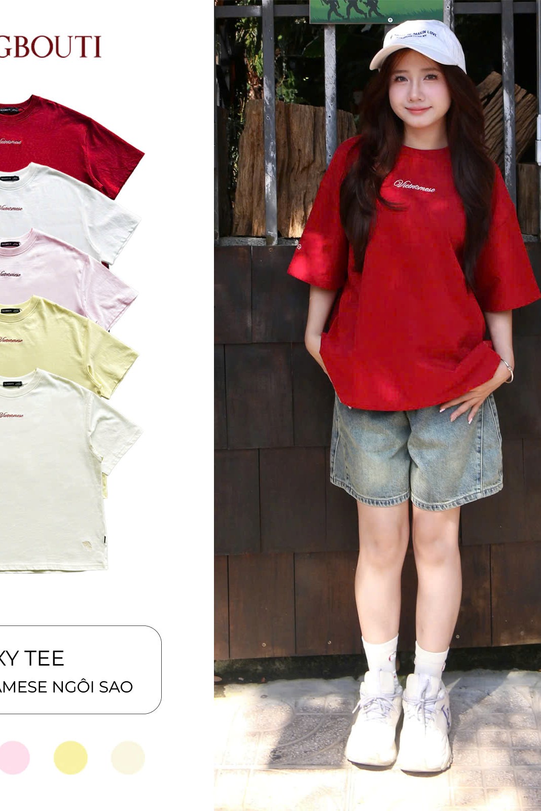 A29942- Áo thun boxy thêu Vietnamese ngôi sao