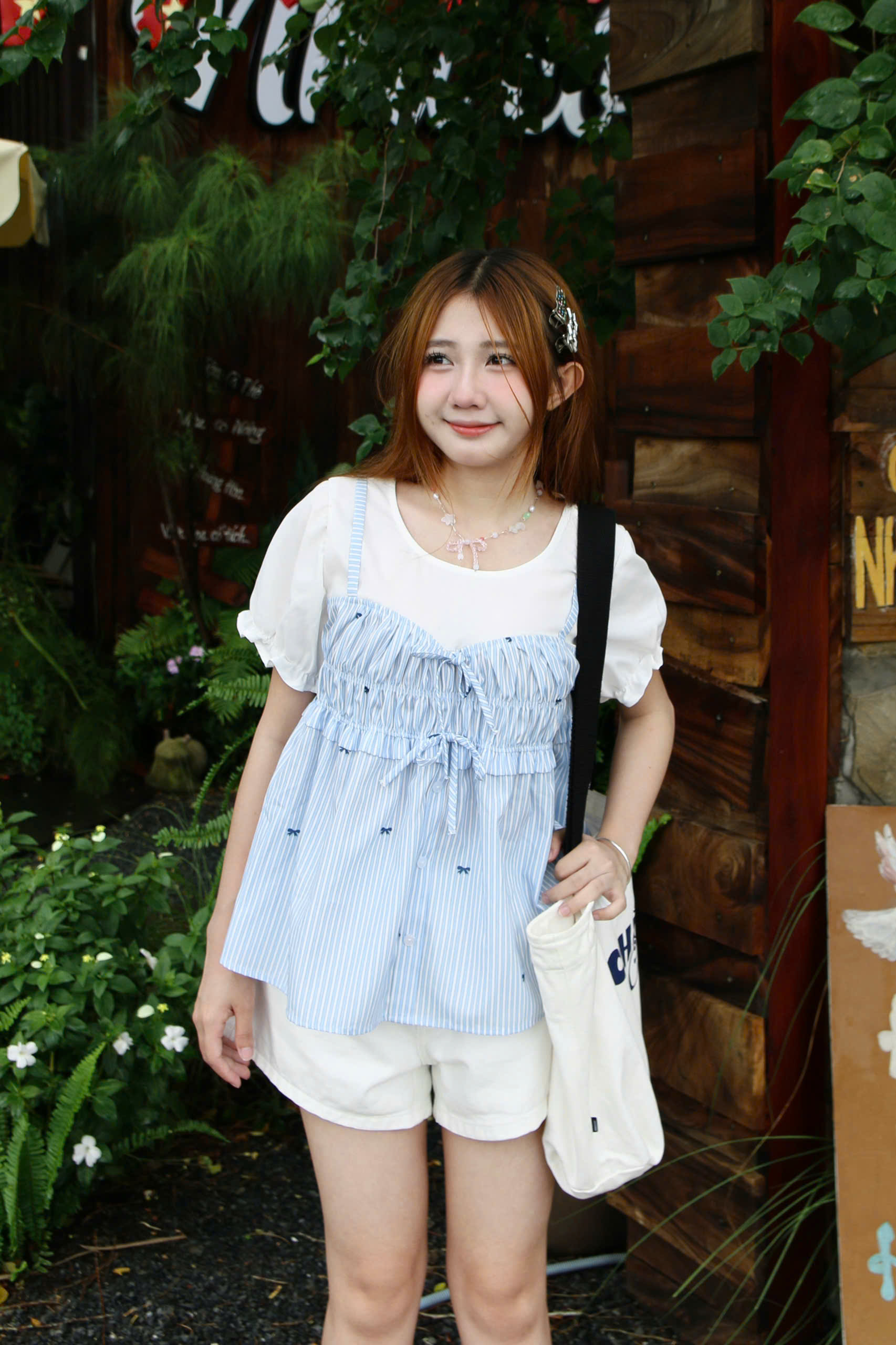 A28691 - A babydoll kiểu phối dún ngực