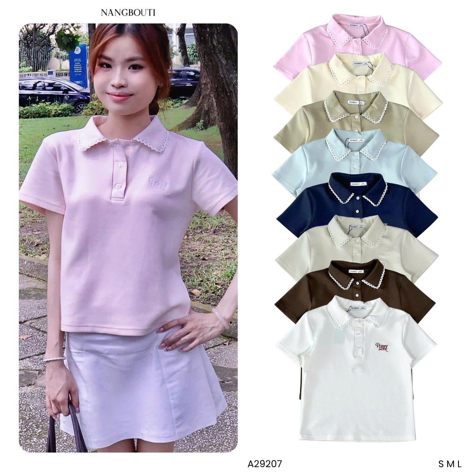 A29207 - A PL thêu puppy cổ phối ren