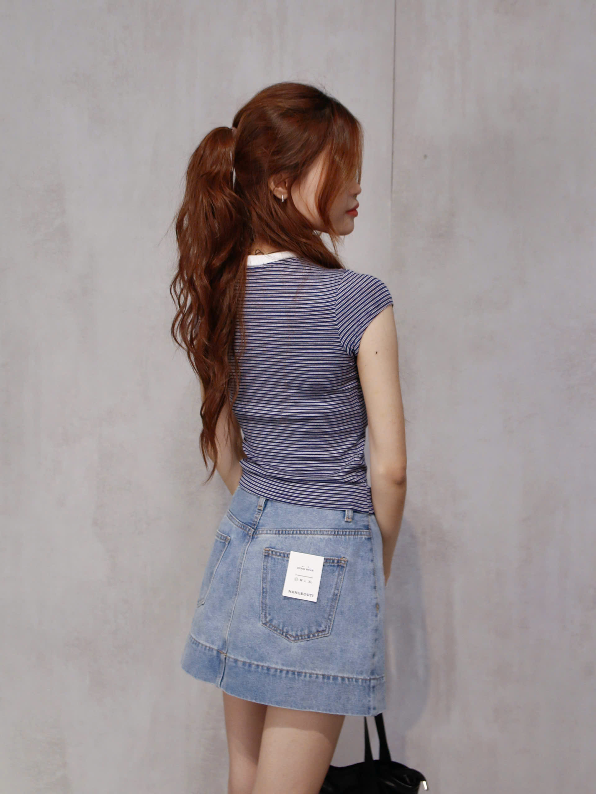 A29023 - A thun sọc cổ tròn phối cổ thêu trái tim Made