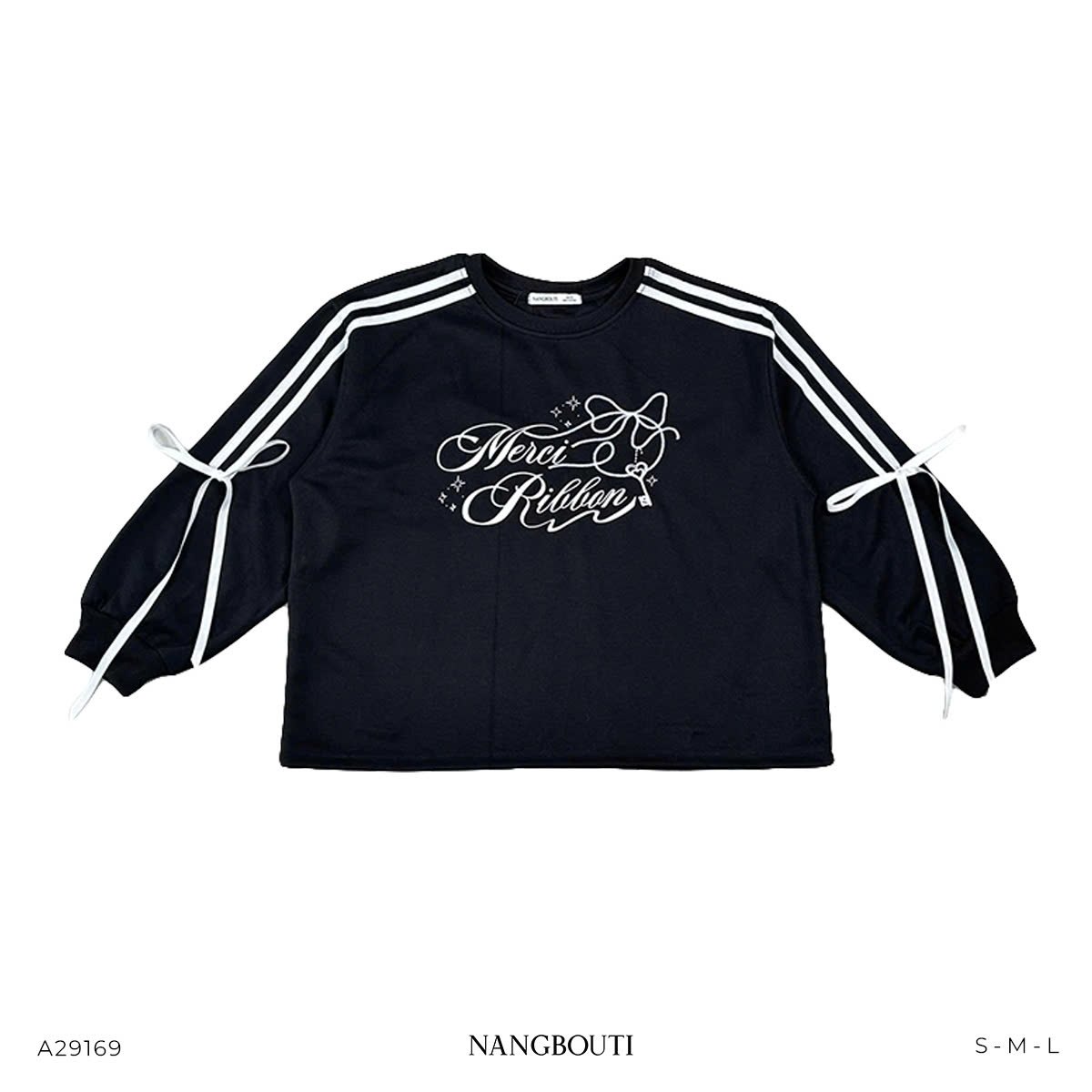 A29169 - A sweater phối ruy băng in thêu Merci Ribbon