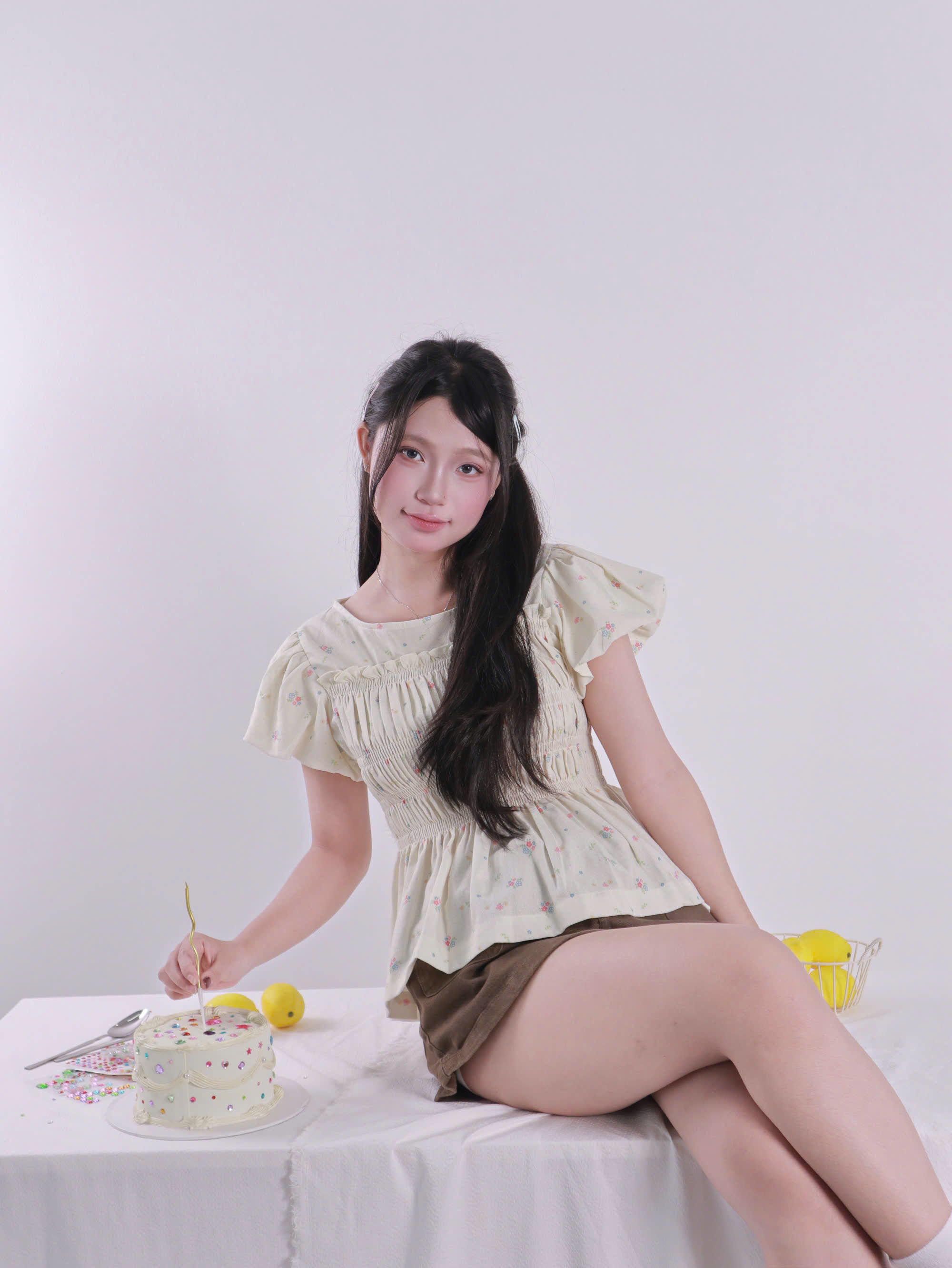 A29996- Áo kiểu cổ tròn dún thun ôm tay bí