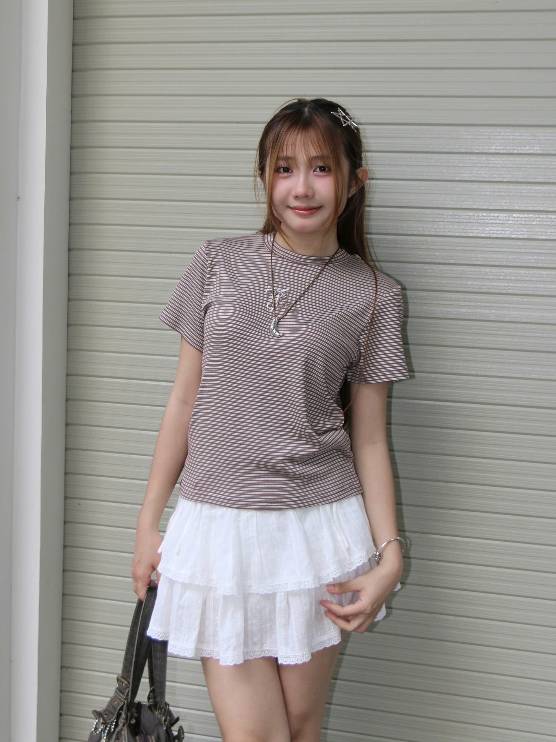 V3987 - V xếp ly phối ren đính nơ