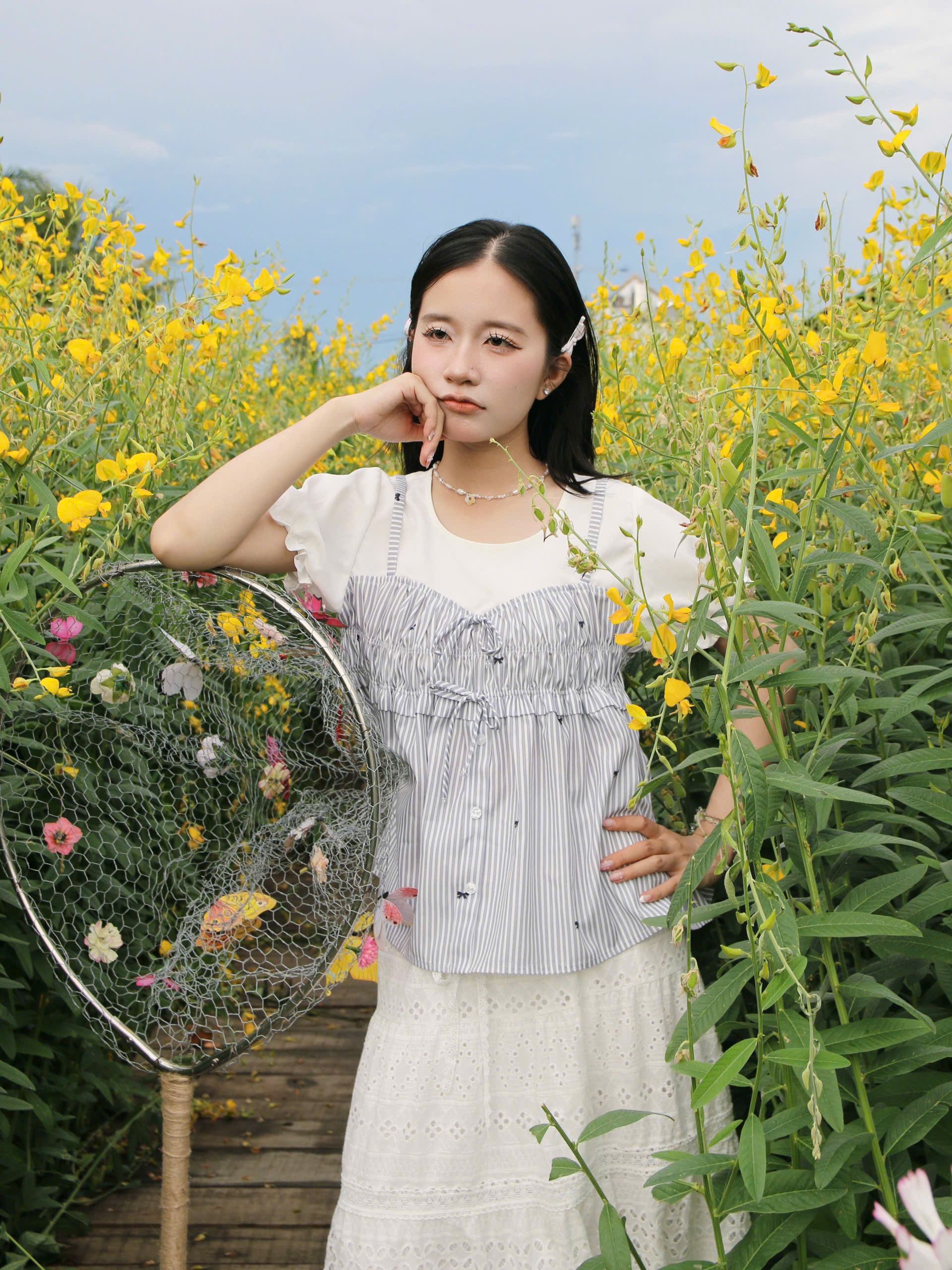A28691 - A babydoll kiểu phối dún ngực