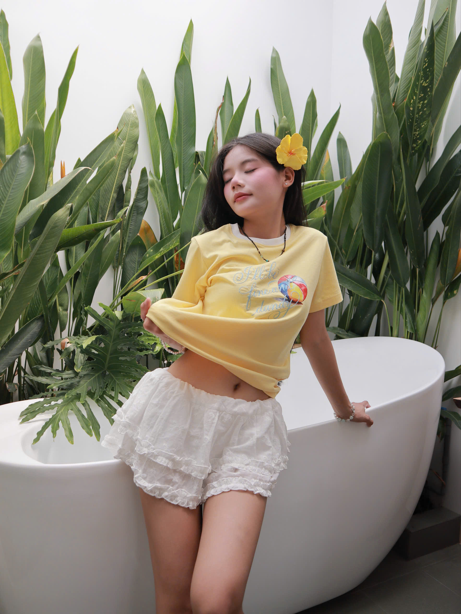 A29714-	A thun gọn phối cổ in thêu quả bóng I'll be