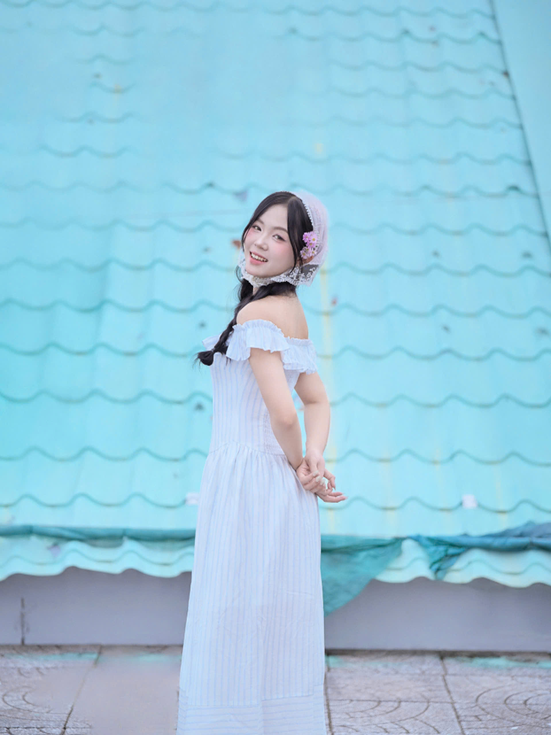 D6267- 	D maxi sọc bẹt vai bèo