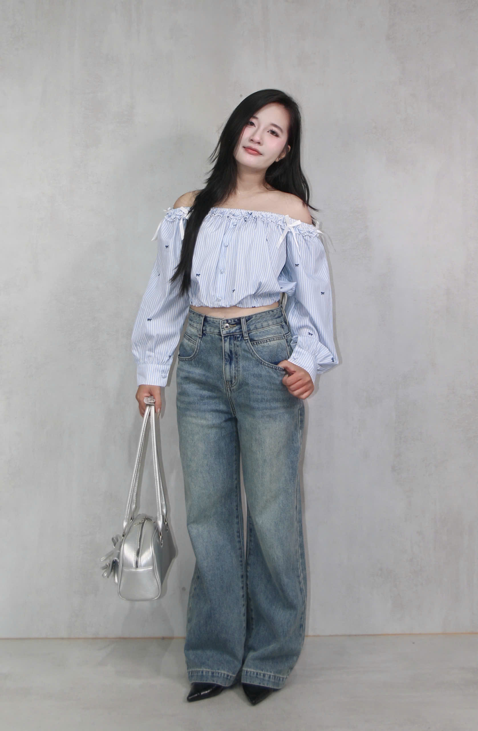 A28054 - A kiểu dún bèo đính nơ