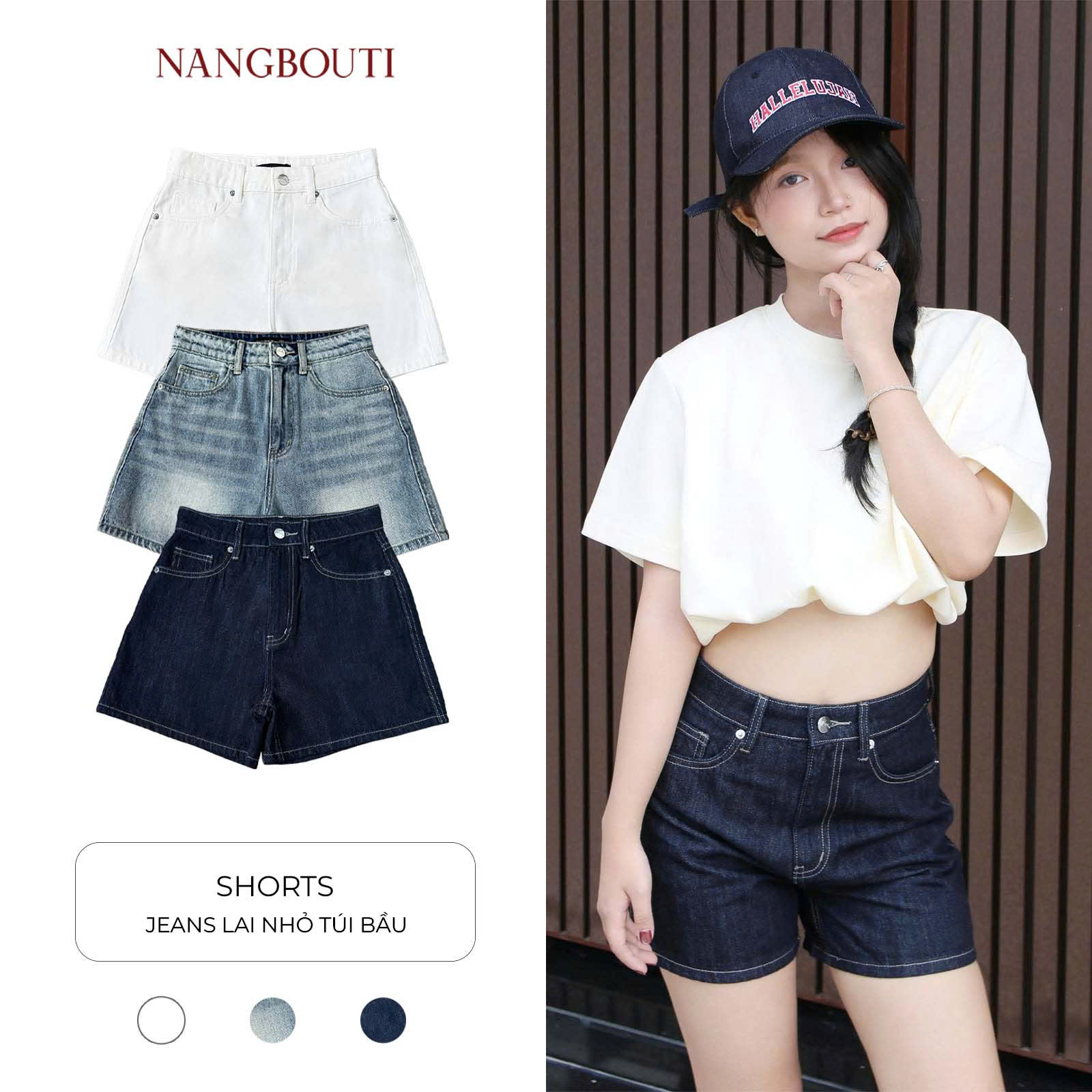S3701- Short Jean lai nhỏ túi bầu