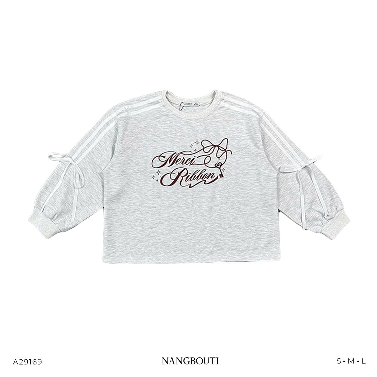 A29169 - A sweater phối ruy băng in thêu Merci Ribbon