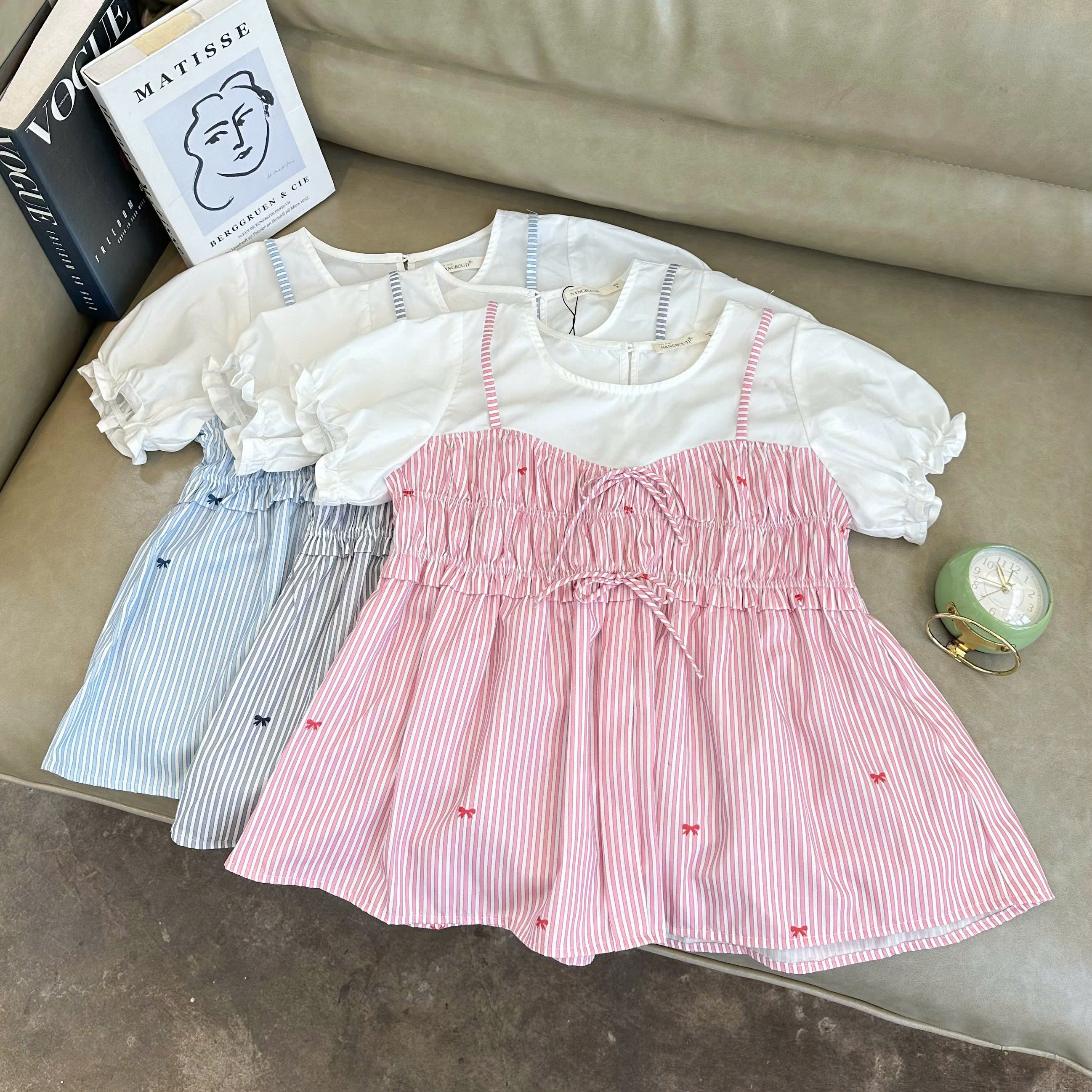 A28691 - A babydoll kiểu phối dún ngực