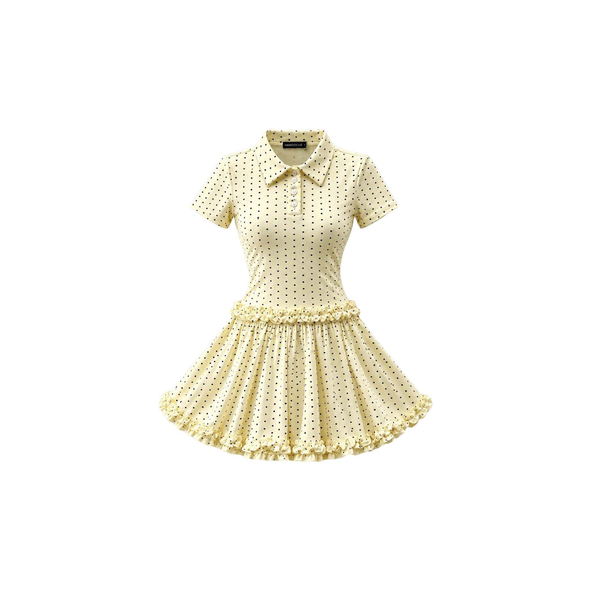 D6299 - Đầm polo nữ dáng xòe viền bèo