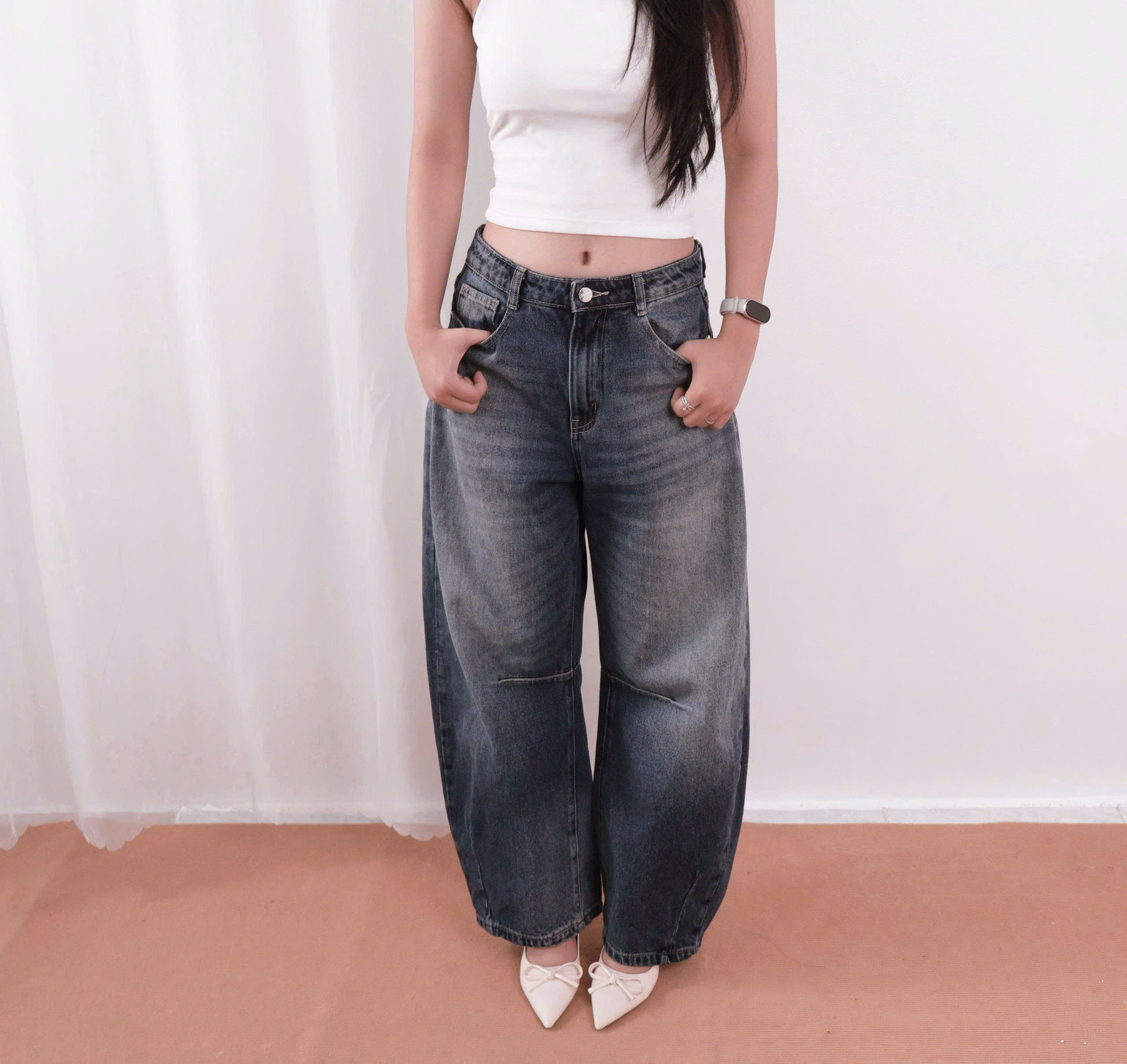 Q9857 - Quần Jean nữ ống cong basic