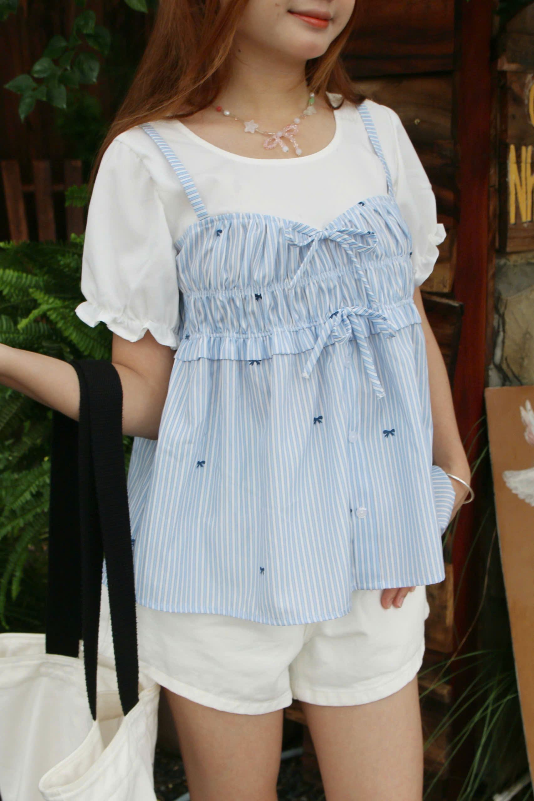 A28691 - A babydoll kiểu phối dún ngực