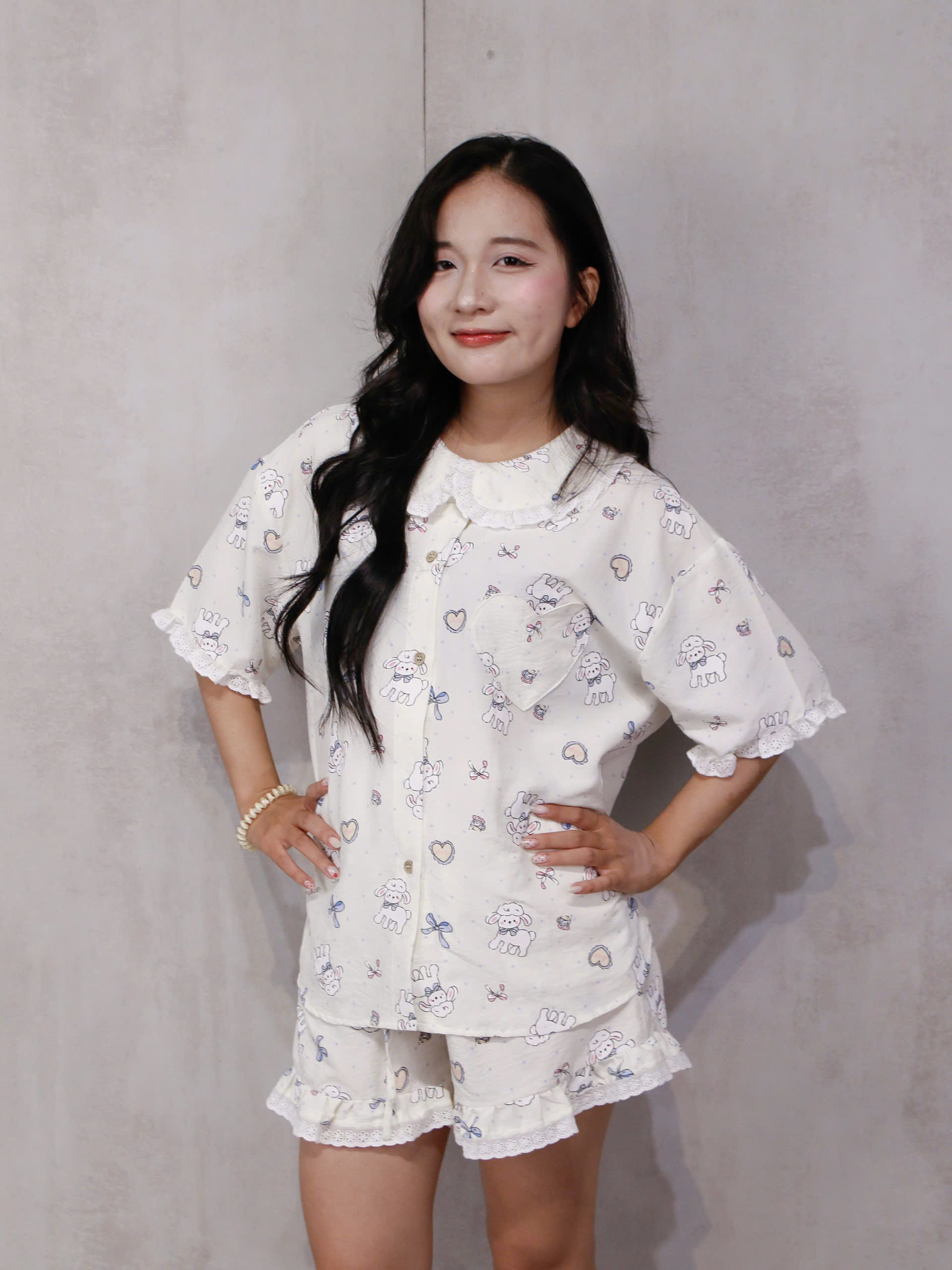 SE1946- SE bộ 2 món phối ren túi trái tim 2609