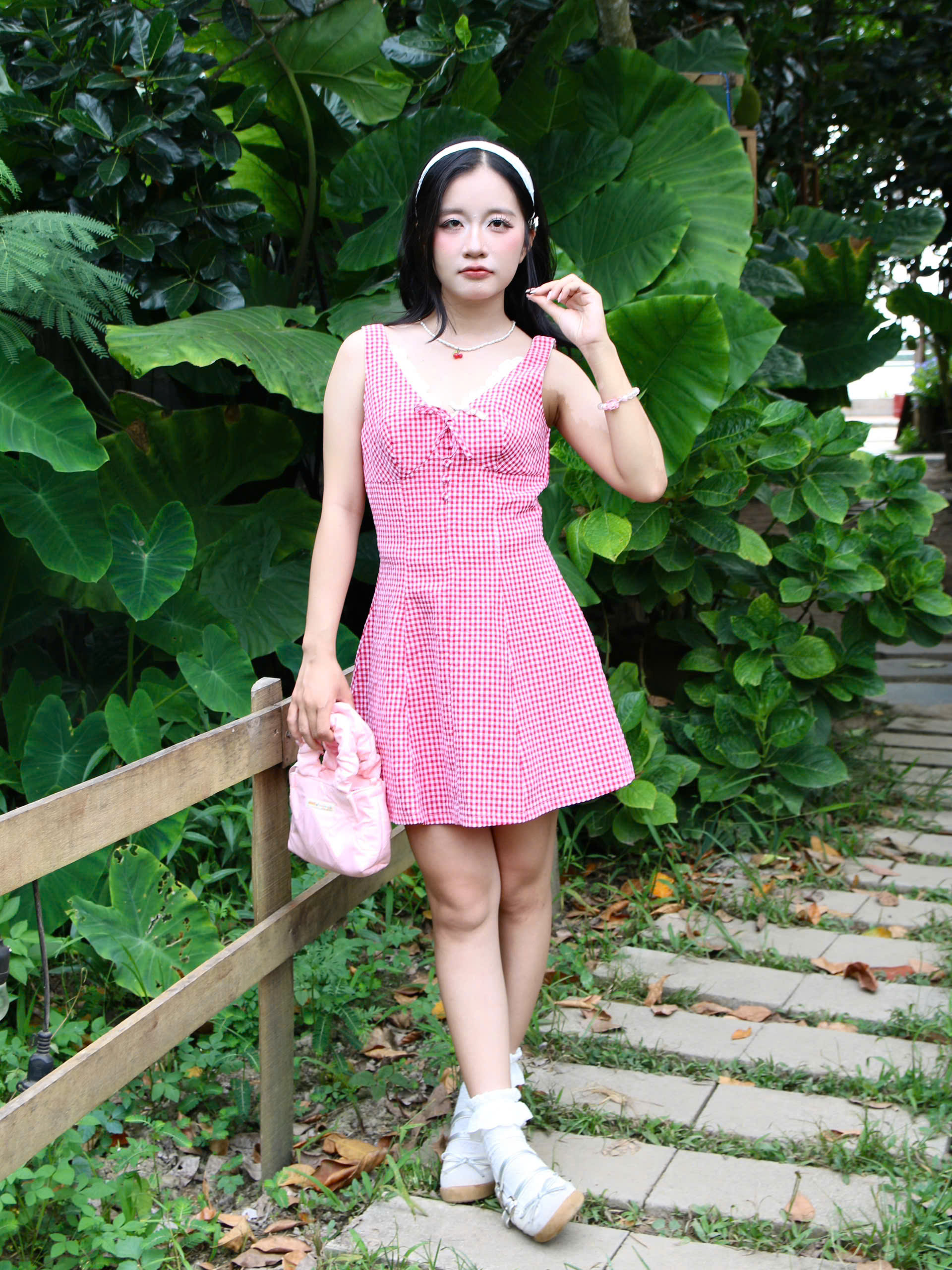D6135 - D caro phối ren đính nơ