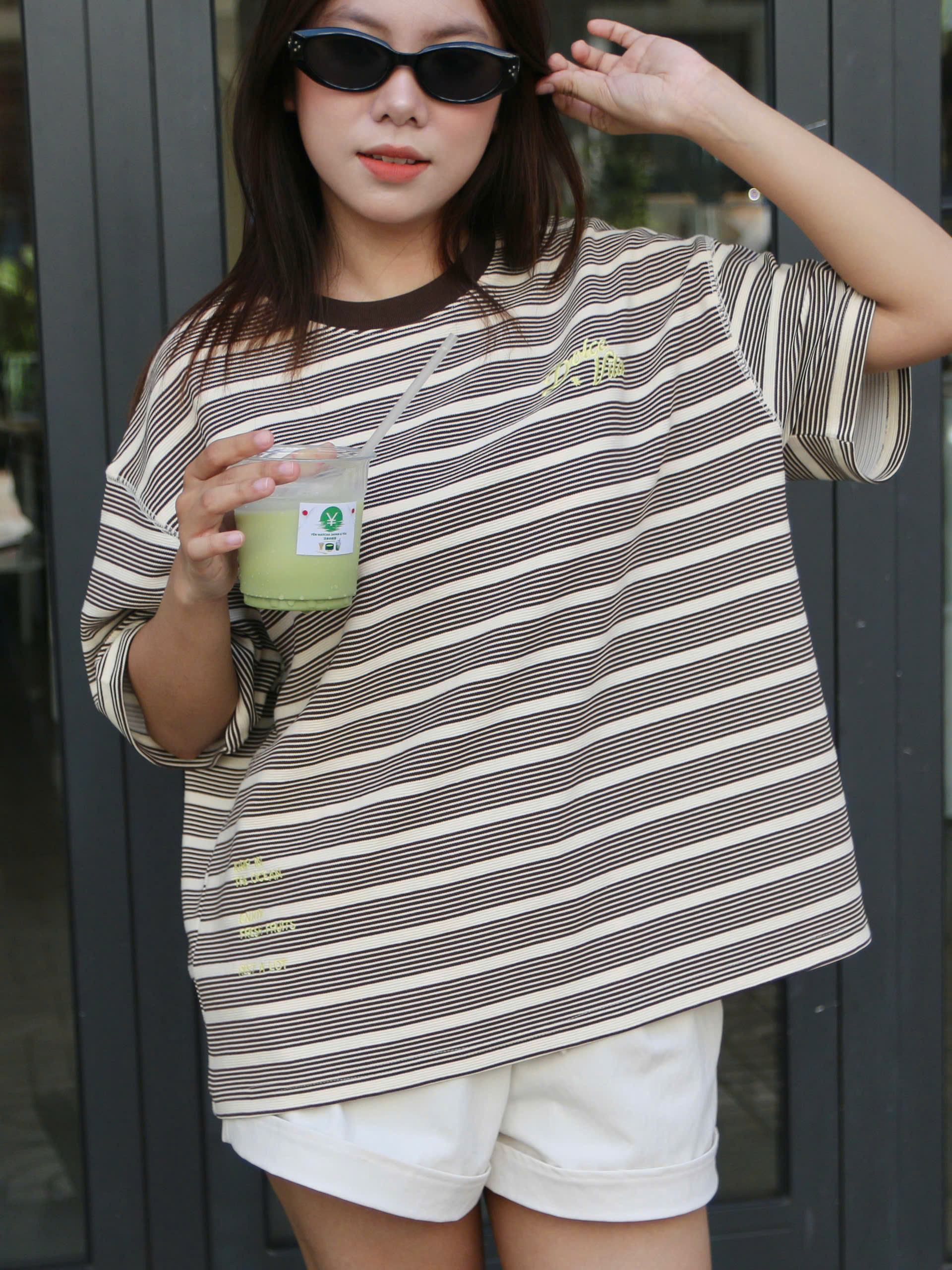 A29781- Áo thun boxy sọc thêu Dolce