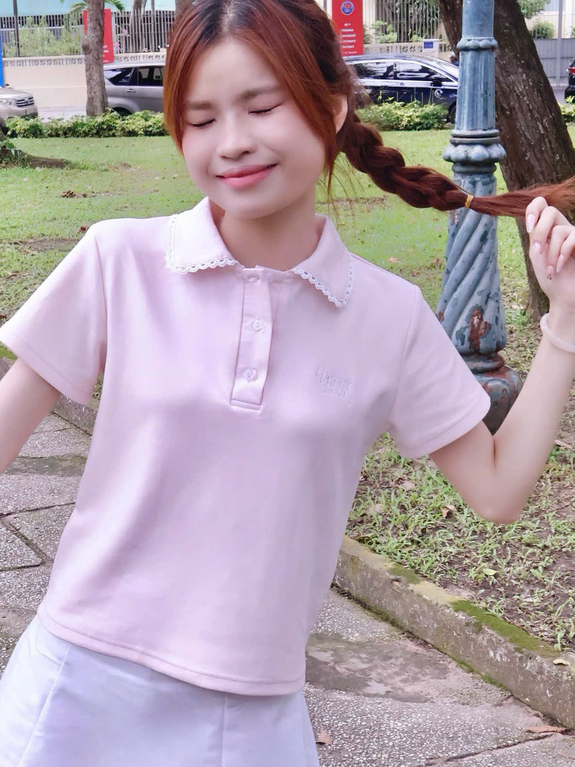 A29207 - A PL thêu puppy cổ phối ren