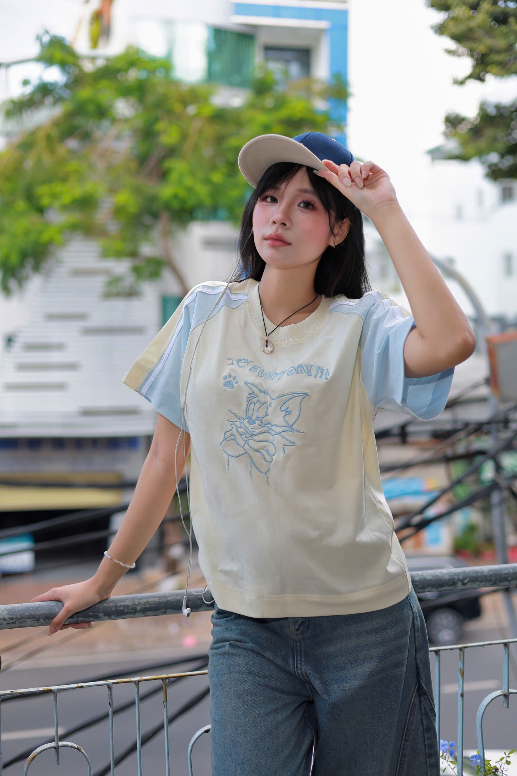 A29823- Áo thun TN phối tay thêu mèo Tom