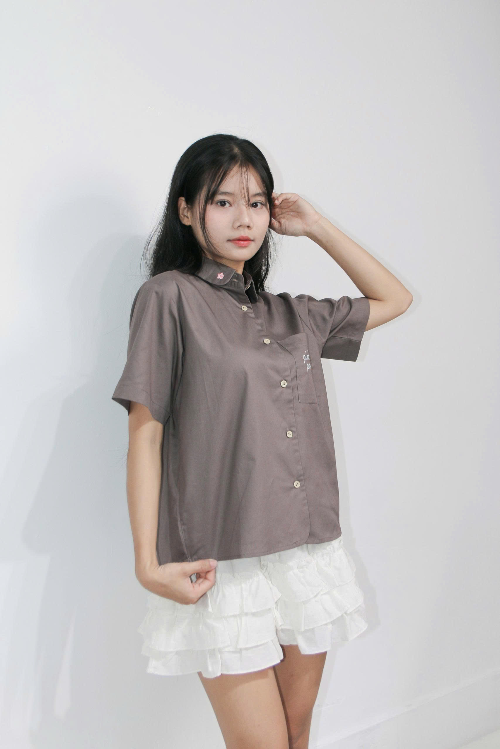 A28743 - A smi cổ sen TN 1 túi thêu Pink