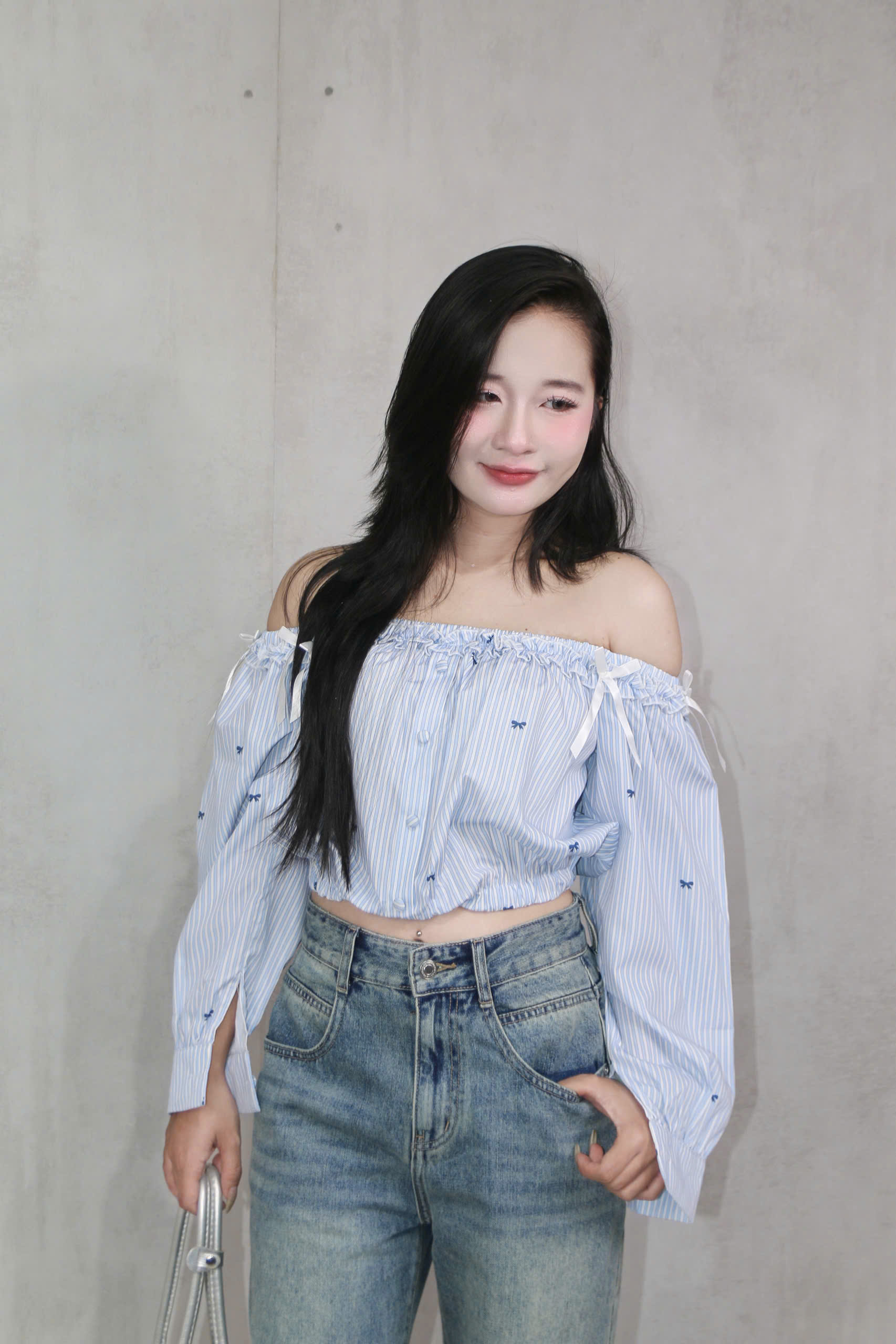 A28054 - A kiểu dún bèo đính nơ