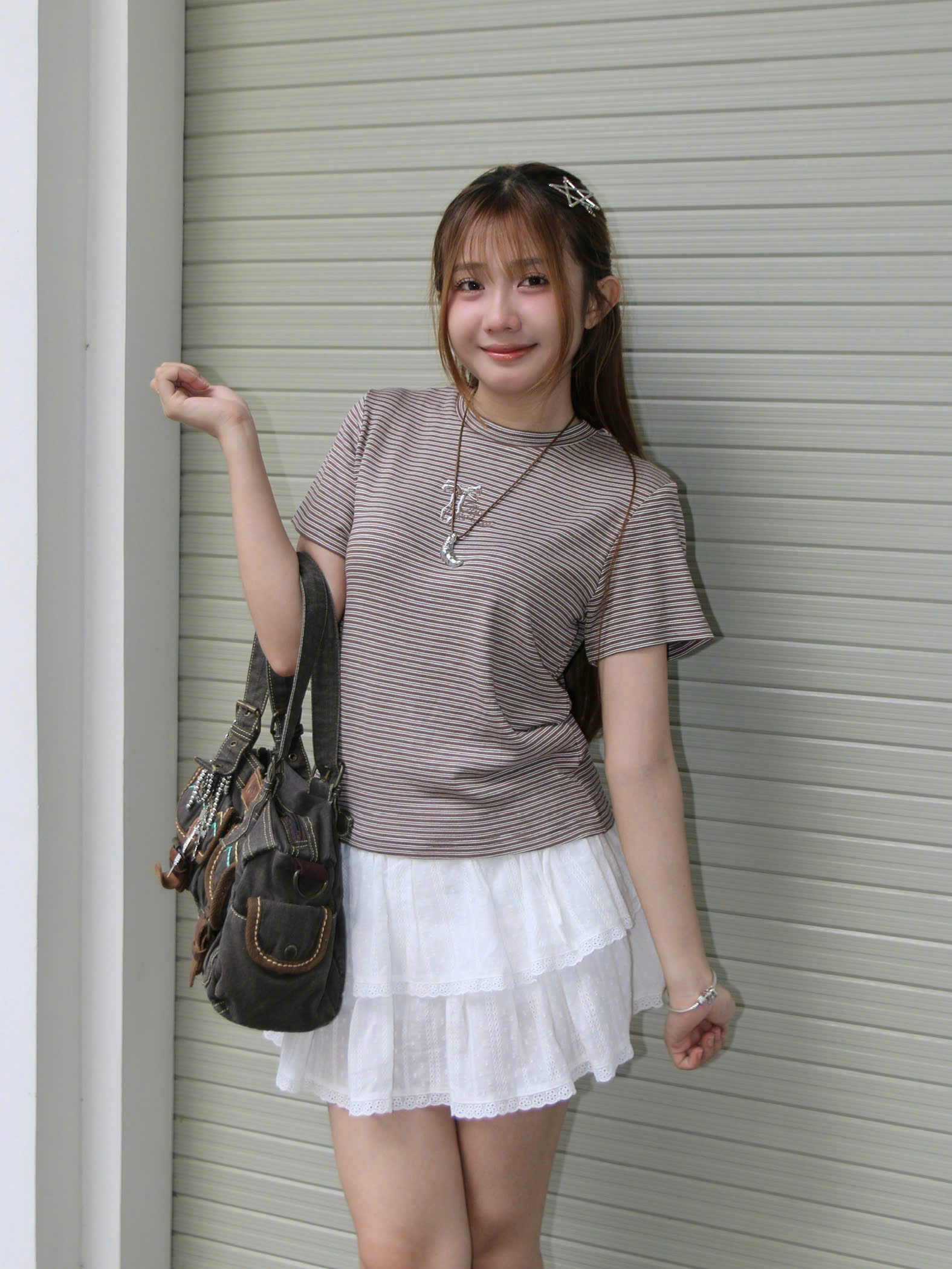 V3987 - V xếp ly phối ren đính nơ
