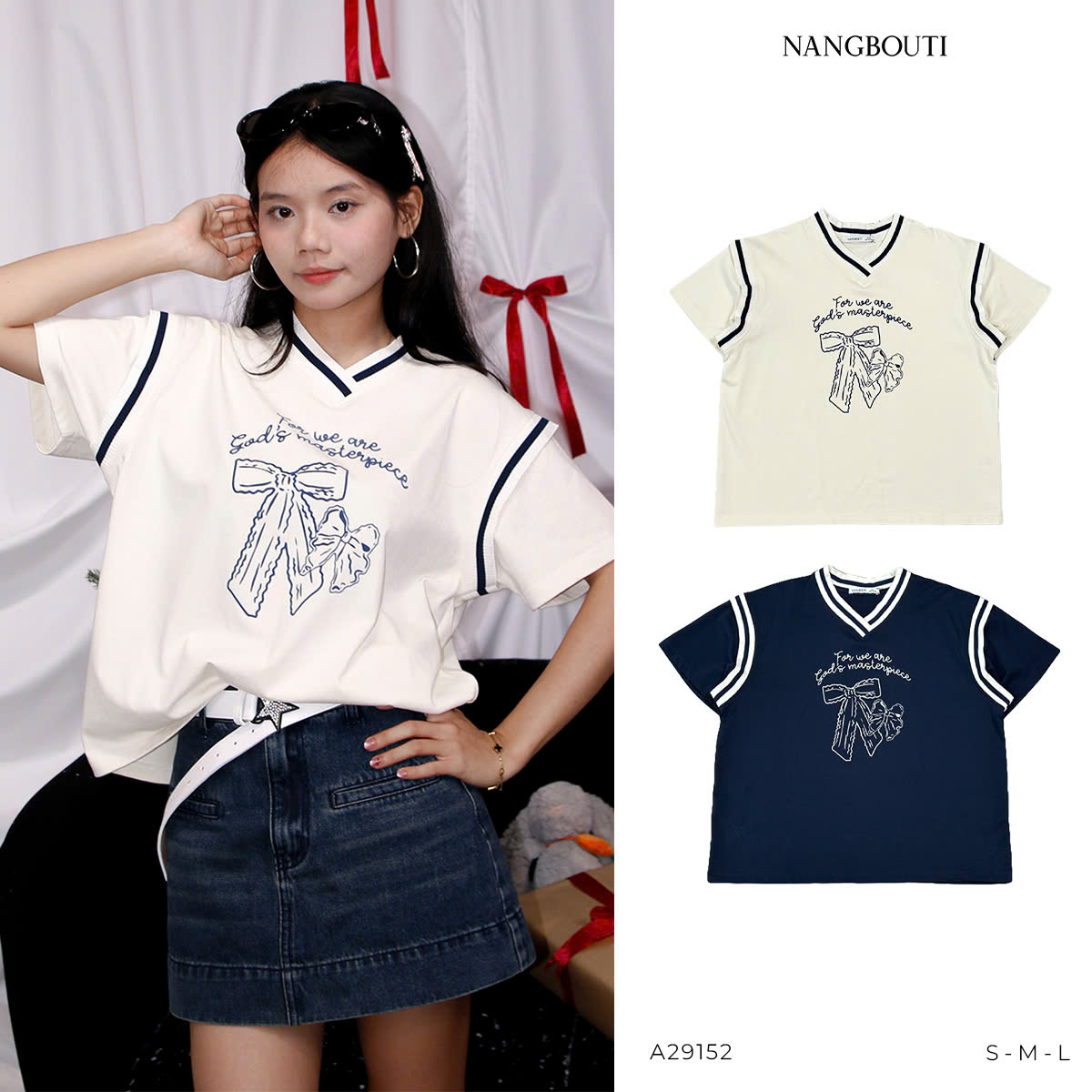 A29152 - A thun phối bo dệt sọc in nơ For we