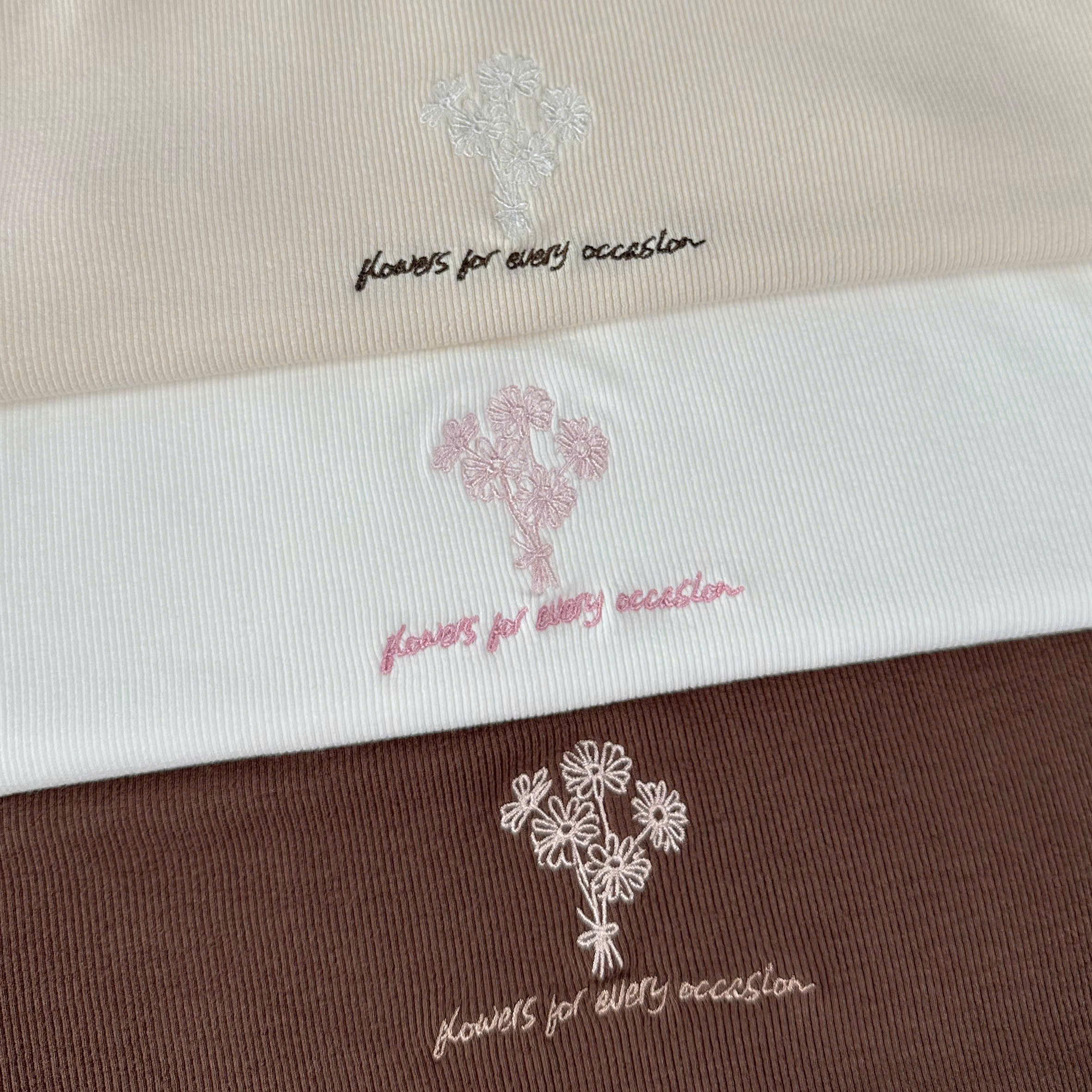 A29448 - A thun gân TN cổ tròn thêu hoa Flower