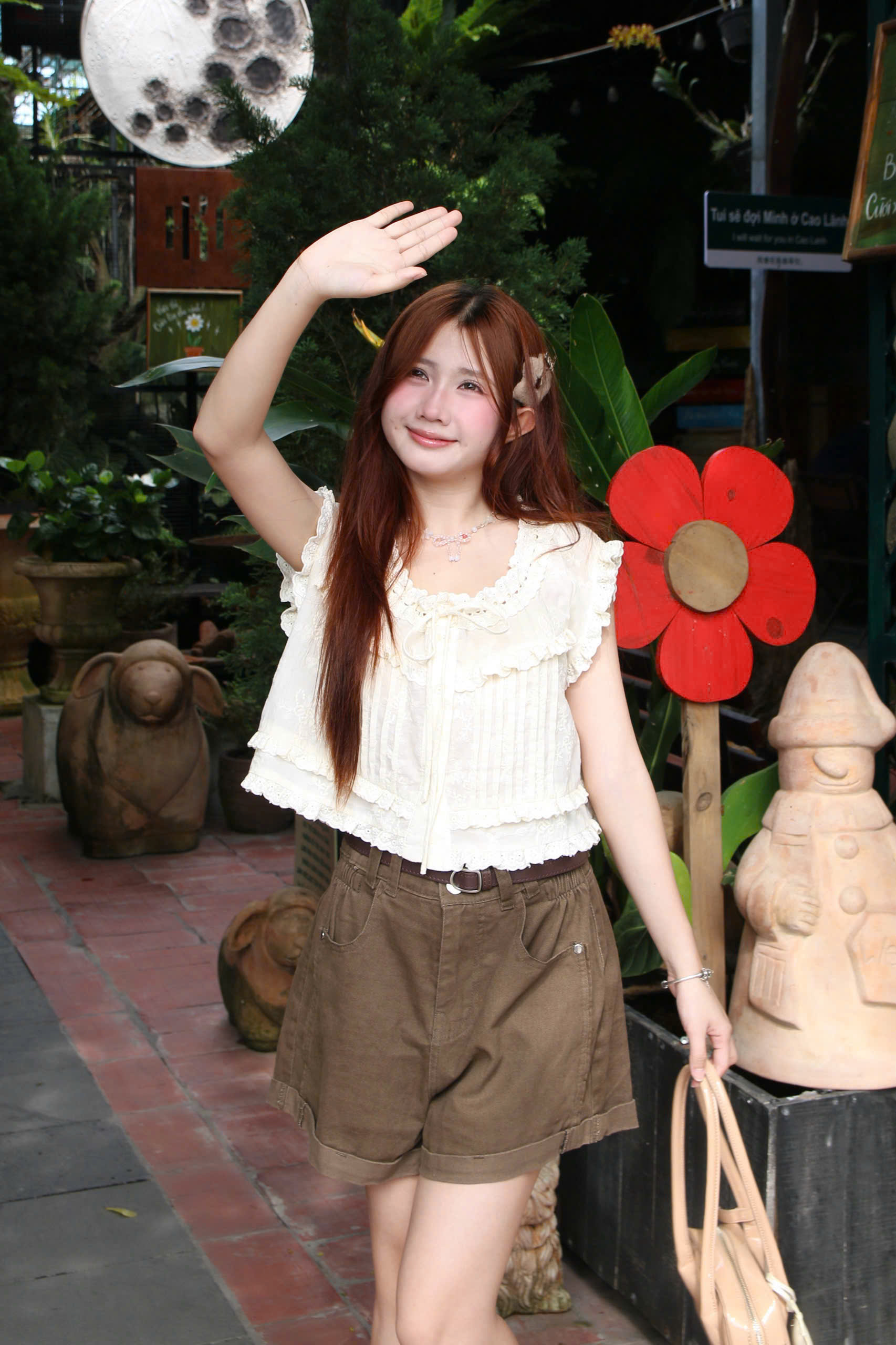 S3688 - Short kaki Jean nữ cạp cao nhún hông